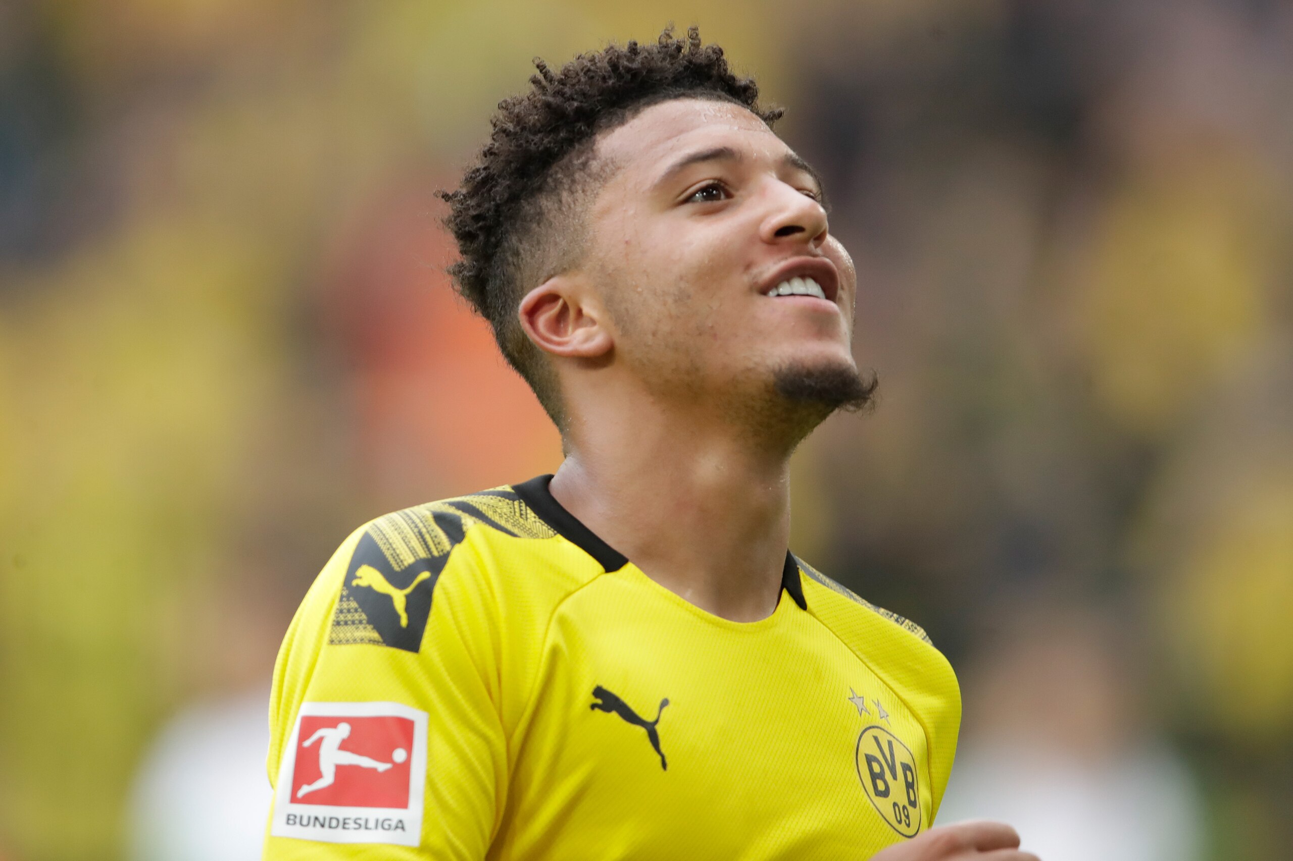 DORTMUND, GERMANY - AUGUST 17: Jadon Malik Sancho of Borussia Dortmund  during the German Bundesliga  match between Borussia Dortmund v FC Augsburg at the Signal Iduna Park on August 17, 2019 in Dortmund Germany (Photo by Eric Verhoeven/Soccrates/Getty Im