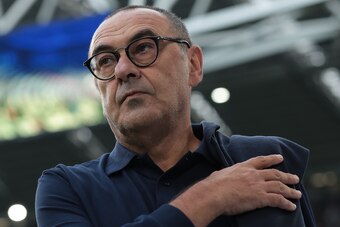 TURIN, ITALY - SEPTEMBER 21:  Juventus coach Maurizio Sarri looks on during the Serie A match between Juventus and Hellas Verona at Allianz Stadium on September 21, 2019 in Turin, Italy.  (Photo by Emilio Andreoli/Getty Images)