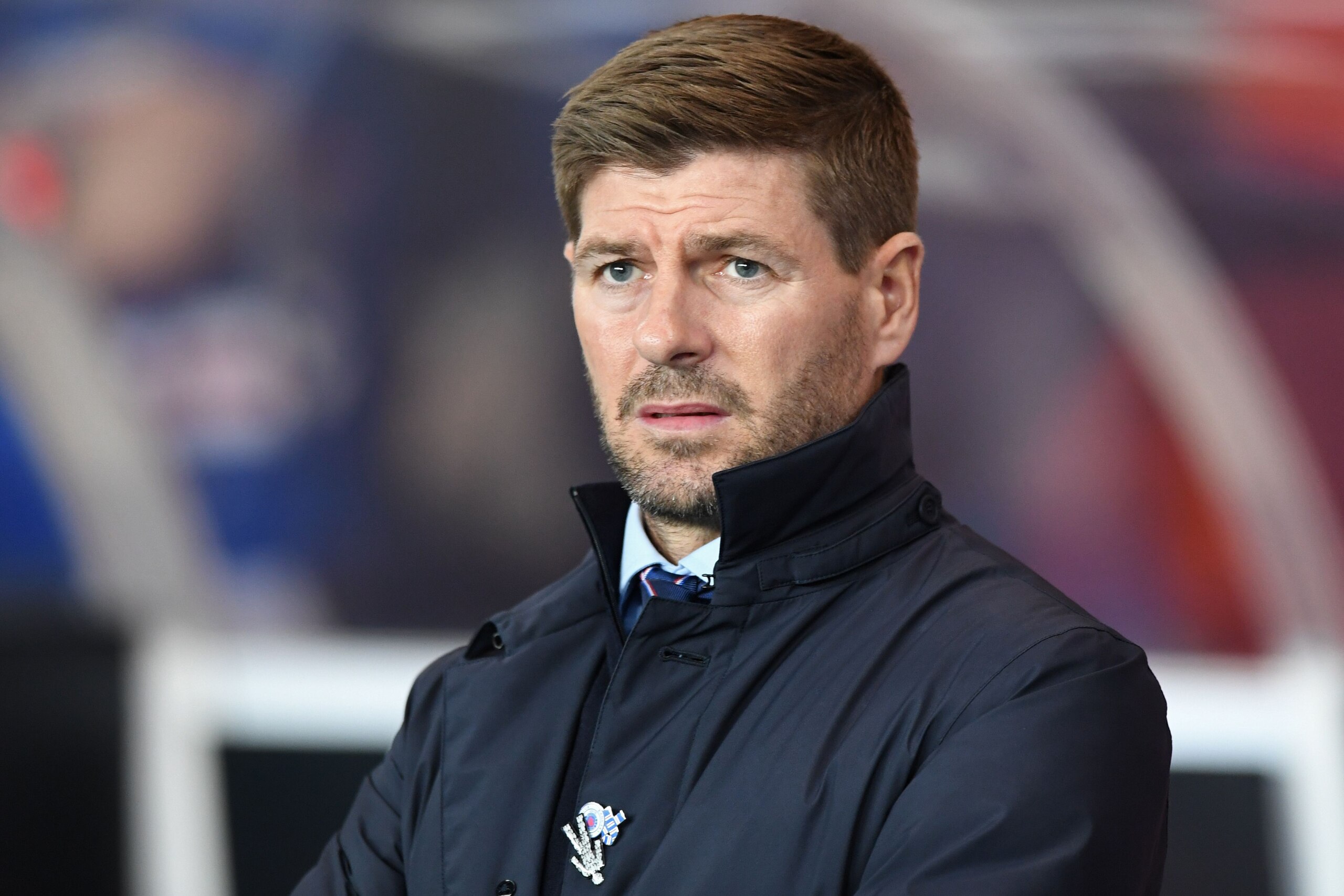 Glasgow Rangers' English head coach Steven Gerrard looks on ahead of the UEFA Europa League Group G football match between Rangers and Feyenoord at Ibrox Stadium in Glasgow, Scotland on September 19, 2019. (Photo by ANDY BUCHANAN / AFP)        (Photo cred