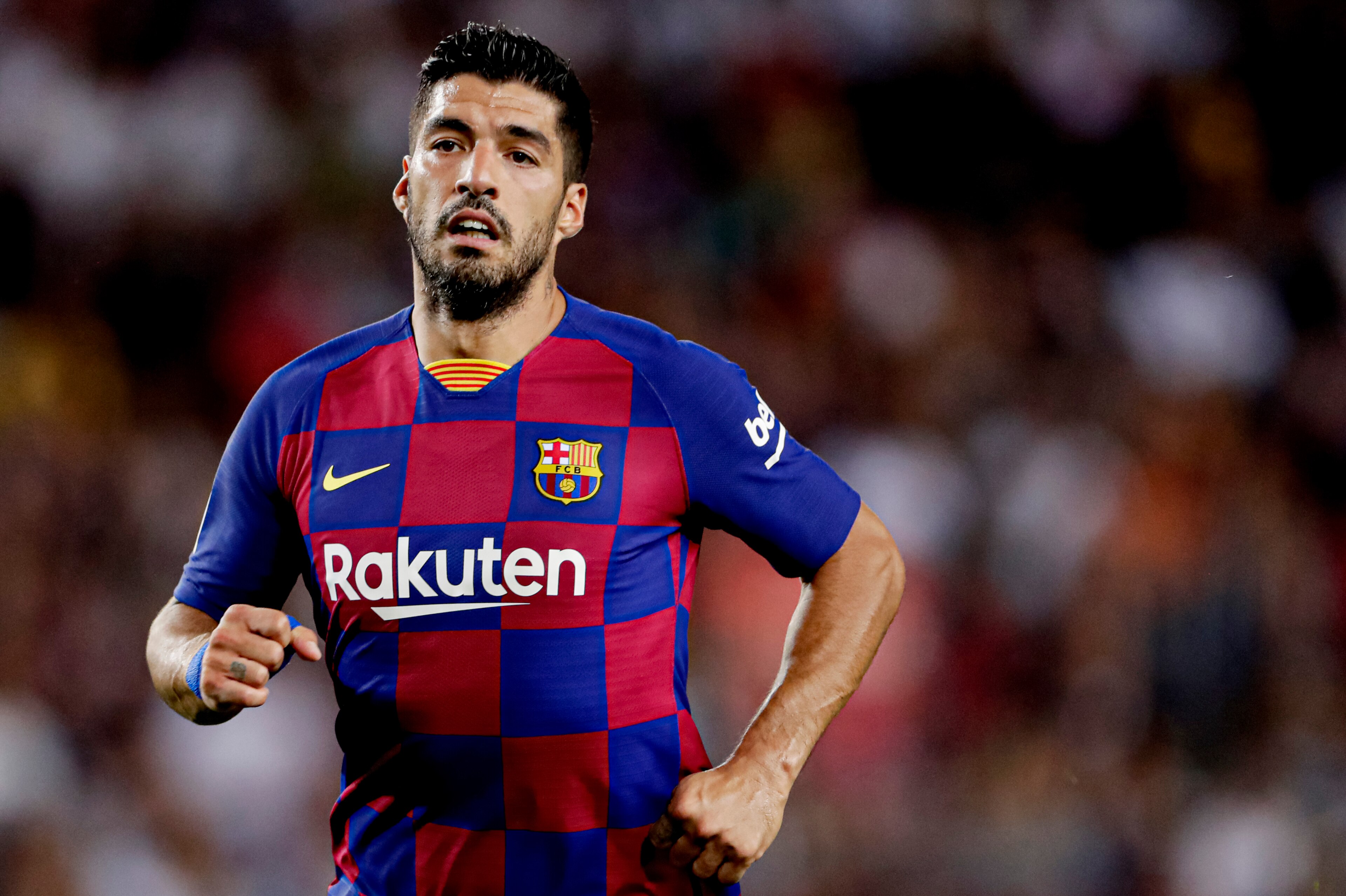 BARCELONA, SPAIN - SEPTEMBER 24: Luis Suarez of FC Barcelona  during the La Liga Santander  match between FC Barcelona v Villarreal at the Camp Nou on September 24, 2019 in Barcelona Spain (Photo by Rico Brouwer/Soccrates/Getty Images)