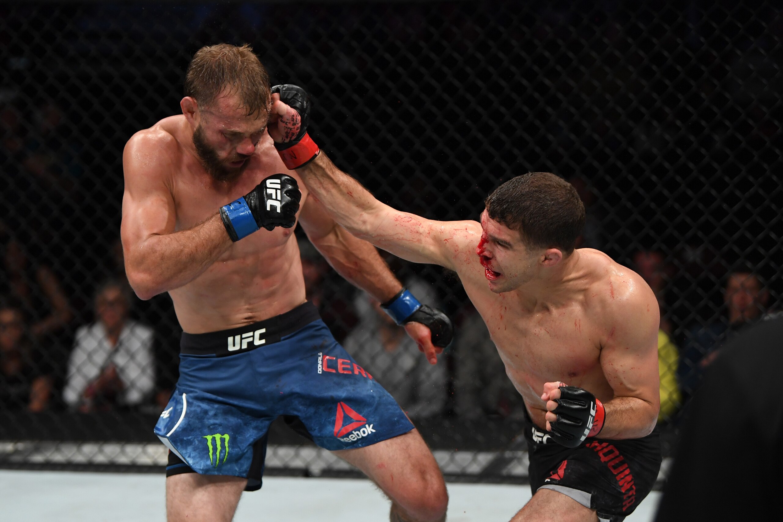 OTTAWA, ON - MAY 04: (R-L) Al Iaquinta punches Donald Cerrone in their lightweight bout during the UFC Fight Night event at Canadian Tire Centre on May 4, 2019 in Ottawa, Ontario, Canada. (Photo by Jeff Bottari/Zuffa LLC/Zuffa LLC via Getty Images) OTTAWA, ON - MAY 04: (R-L) Al Iaquinta punches Donald Cerrone in their lightweight bout during the UFC Fight Night event at Canadian Tire Centre on May 4, 2019 in Ottawa, Ontario, Canada. (Photo by Jeff Bottari/Zuffa LLC/Zuffa LLC via Getty Images)