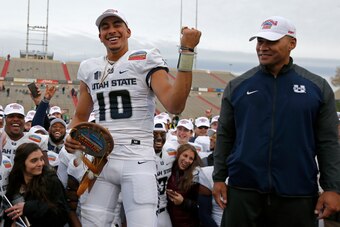 Love took over as the full-time starting quarterback at Utah State in 2018, and led the Aggies to a 11-2 record, including a win in the New Mexico Bowl.