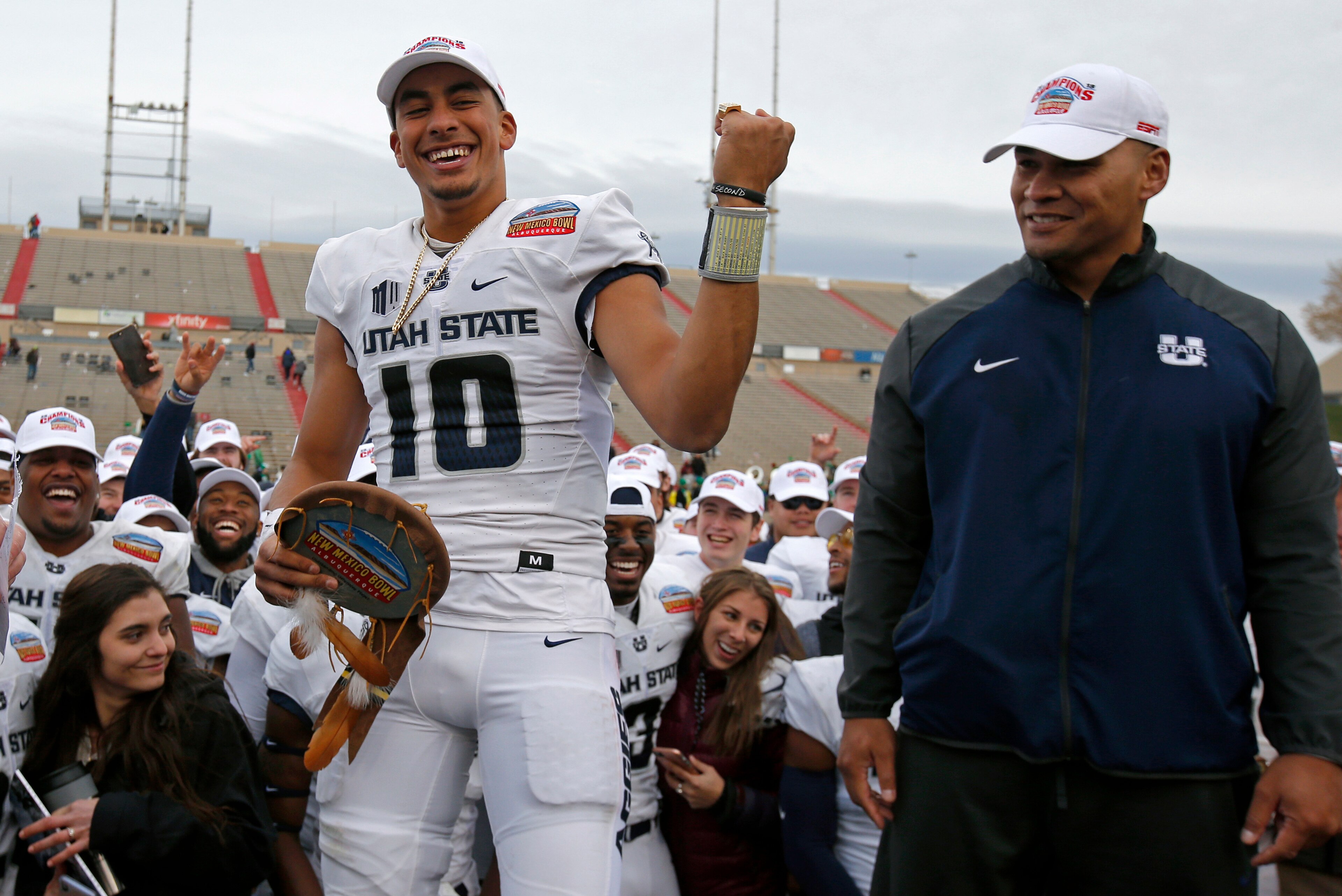 Love took over as the full-time starting quarterback at Utah State in 2018, and led the Aggies to a 11-2 record, including a win in the New Mexico Bowl.
