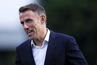 BOREHAMWOOD, ENGLAND - AUGUST 14: Phil Neville, Head Coach of England Women is seen during the Pre Season Friendly match between Arsenal and Barcelona at Meadow Park on August 14, 2019 in Borehamwood, England. (Photo by Naomi Baker/Getty Images)