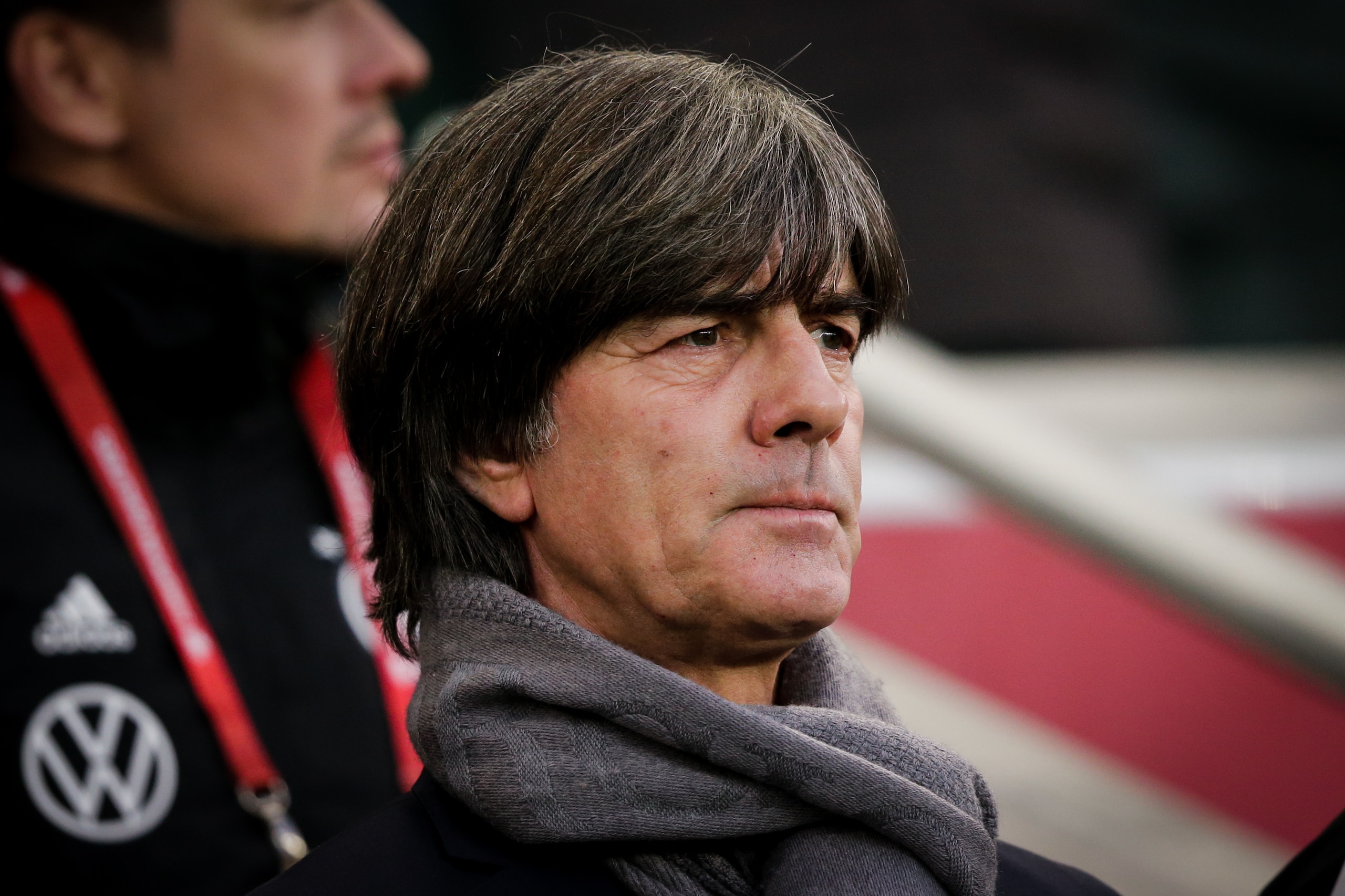 BELFAST, UNITED KINGDOM - SEPTEMBER 9: Coach  Joachim Low of Germany during the  EURO Qualifier match between Northern Ireland  v Germany  at the Windsor Park on September 9, 2019 in Belfast United Kingdom (Photo by Erwin Spek/Soccrates/Getty Images)