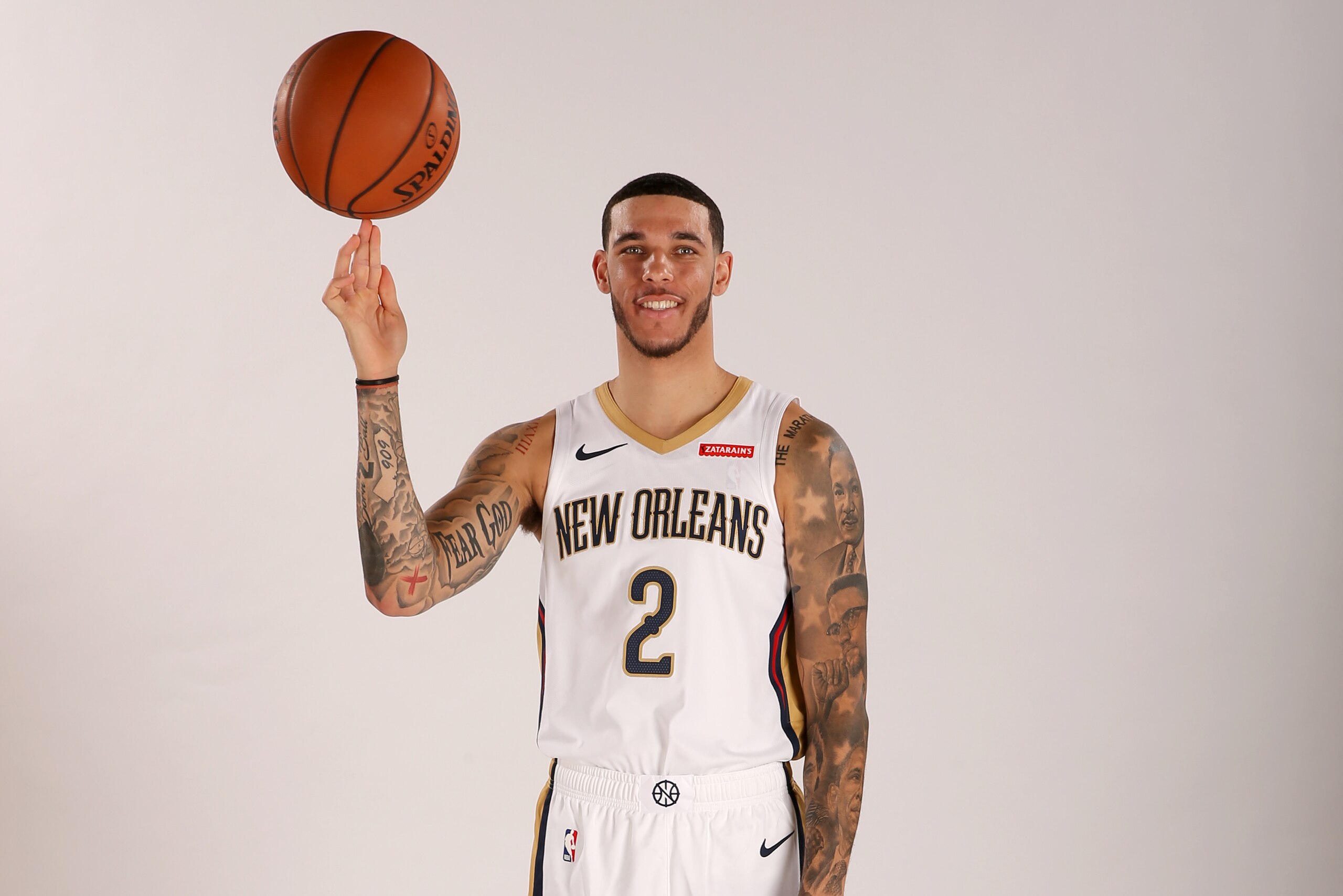 NEW ORLEANS, LA - SEPTEMBER 30: Lonzo Ball #2 of the New Orleans Pelicans poses for a portrait on September 30, 2019 at the Ocshner Sports Performance Center in New Orleans, Louisiana. NOTE TO USER: User expressly acknowledges and agrees that, by download