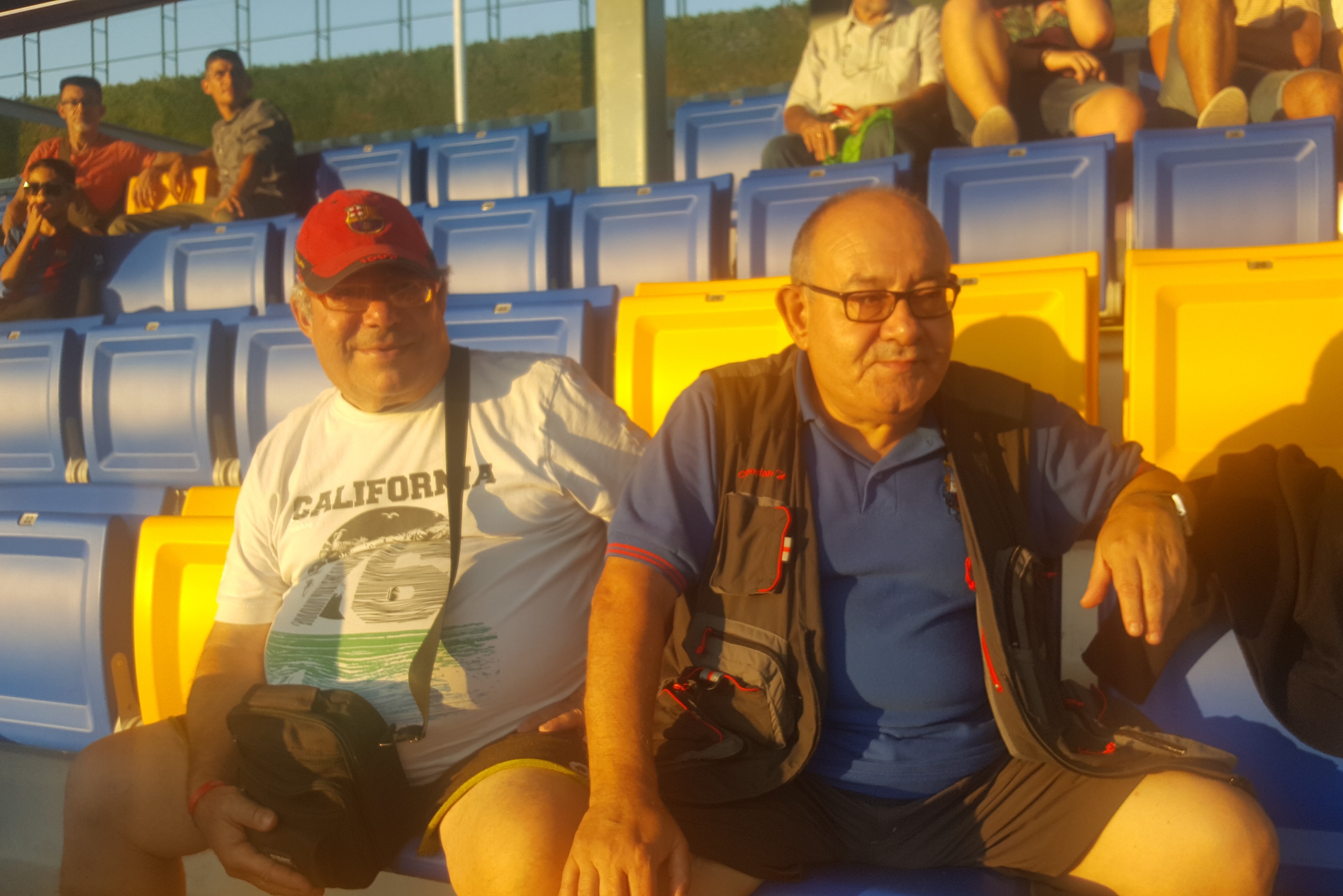 Robert Cros (right) with a fellow member of the Barcelonista Pep Ventura supporters' club