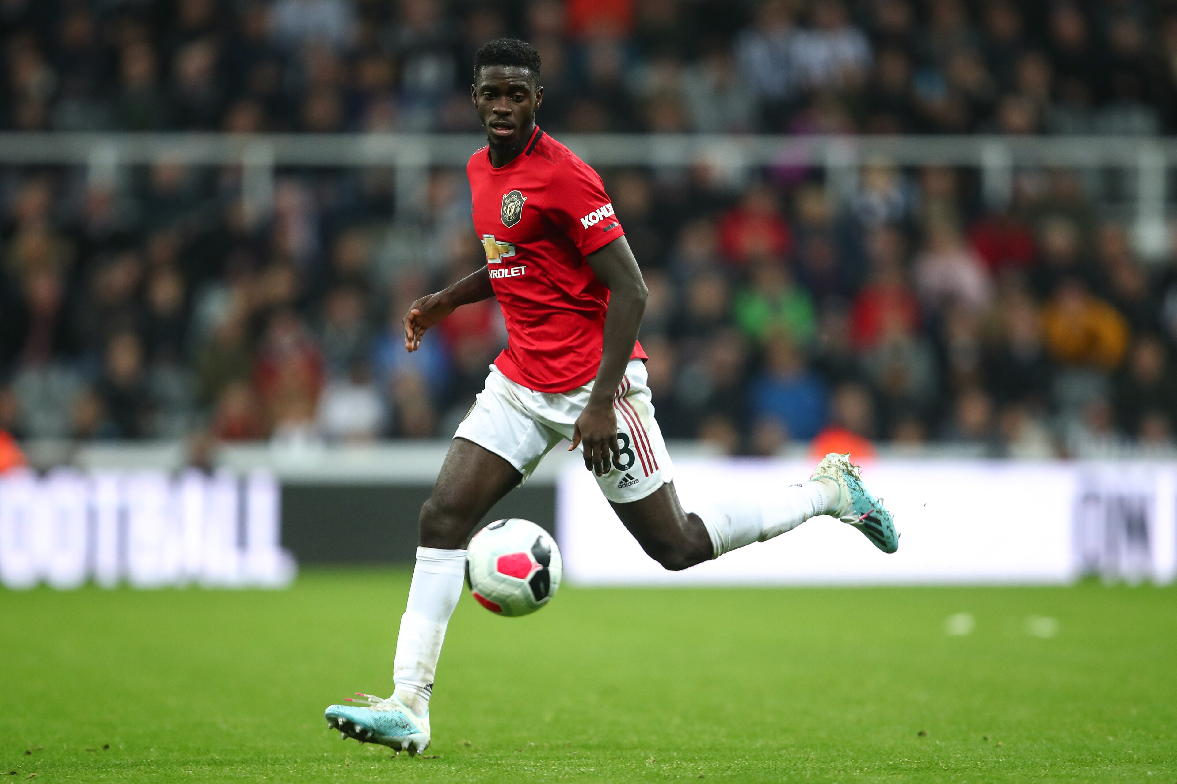 NEWCASTLE UPON TYNE, ENGLAND - OCTOBER 06: Axel Tuanzebe of Manchester United  during the Premier League match between Newcastle United and Manchester United at St. James Park on October 6, 2019 in Newcastle upon Tyne, United Kingdom. (Photo by Robbie Jay