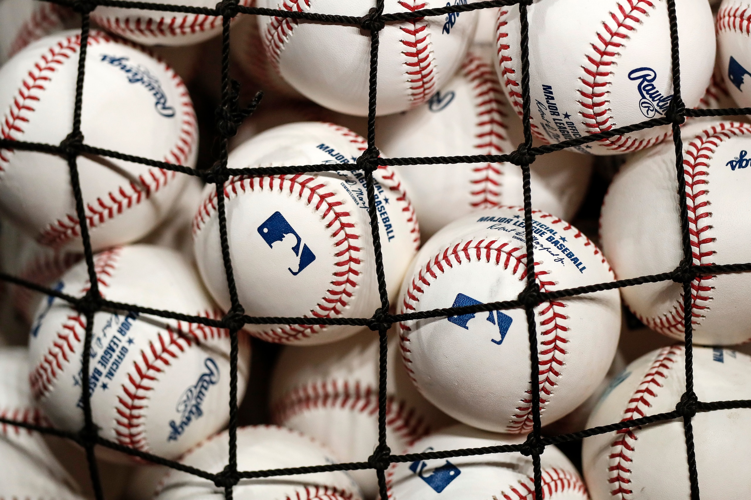 HOUSTON, TX - OCTOBER 10:  A basket of baseballs is seen before the game between the Houston Astros and the Tampa Bay Rays at Minute Maid Park on October 10, 2019 in Houston, Texas.  (Photo by Tim Warner/Getty Images)