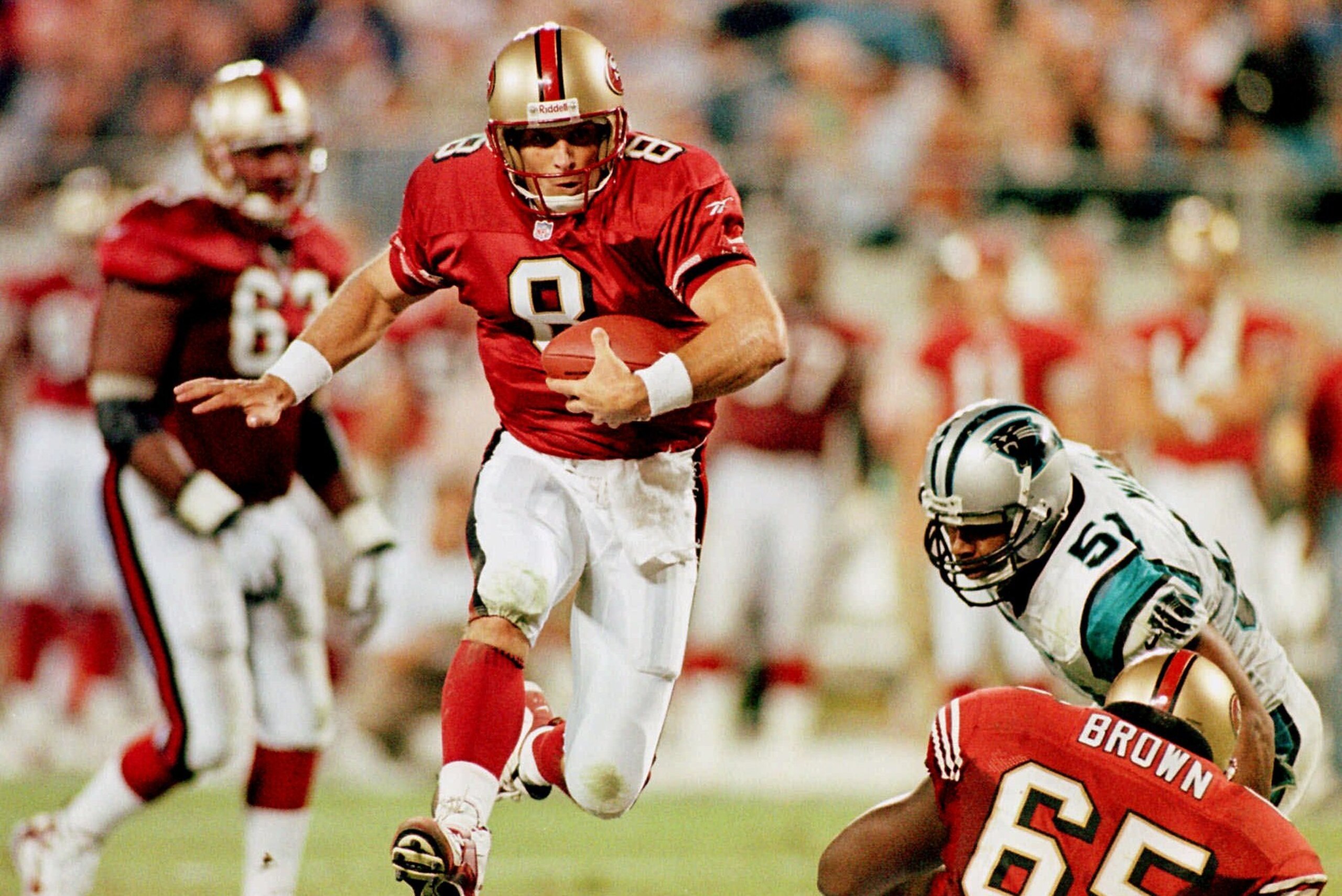 Steve Young ran for more yards as a quarterback than all but three players at the position in the Super Bowl era.