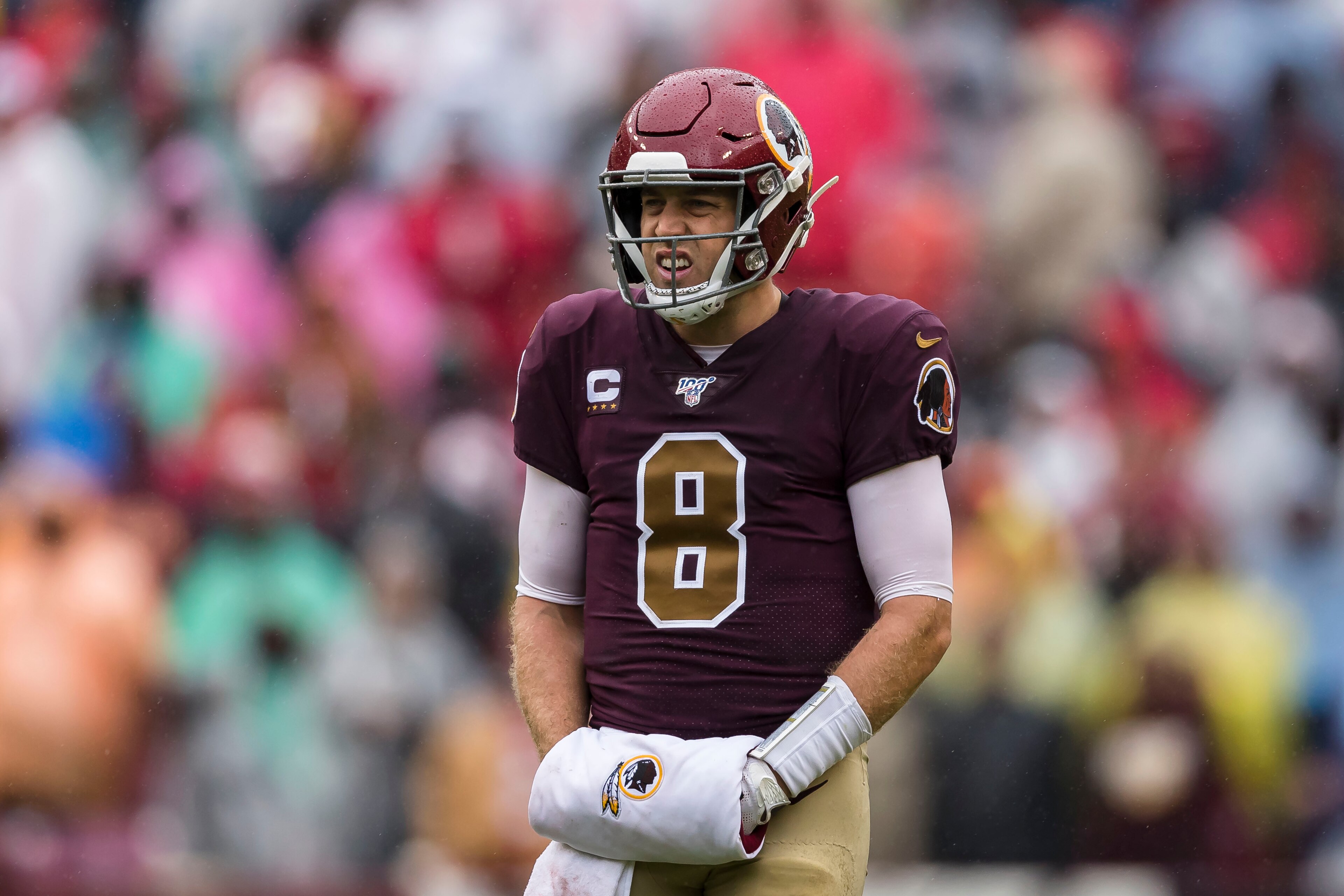 LANDOVER, MD - OCTOBER 20: Case Keenum #8 of the Washington Redskins looks on against the San Francisco 49ers during the first half at FedExField on October 20, 2019 in Landover, Maryland. (Photo by Scott Taetsch/Getty Images) LANDOVER, MD - OCTOBER 20: Case Keenum #8 of the Washington Redskins looks on against the San Francisco 49ers during the first half at FedExField on October 20, 2019 in Landover, Maryland. (Photo by Scott Taetsch/Getty Images)
