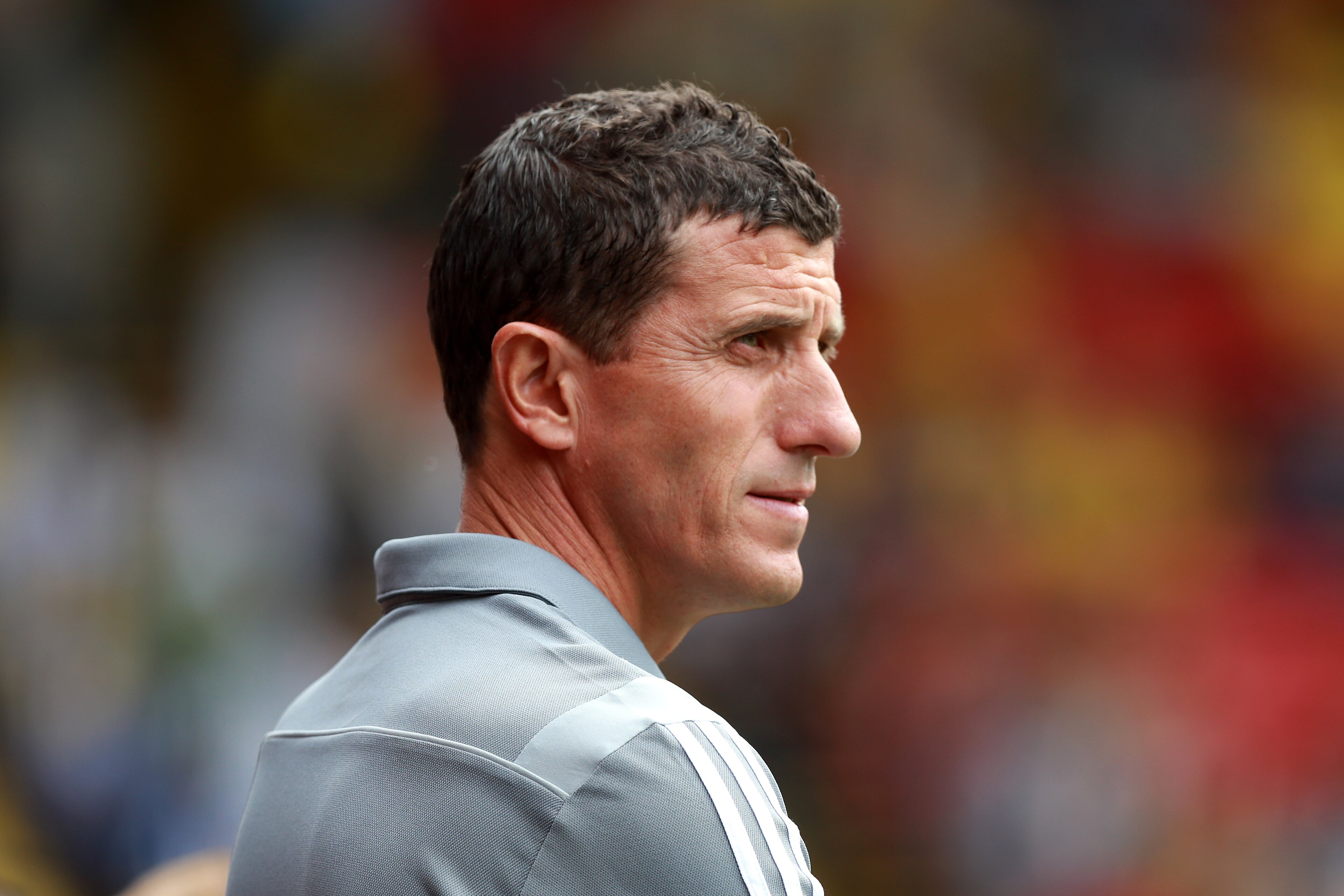 WATFORD, ENGLAND - AUGUST 03:  Javi Gracia, the manager of Watford looks on during the Pre-Season Friendly match between Watford and Real Sociedad at Vicarage Road on August 03, 2019 in Watford, England. (Photo by David Rogers/Getty Images)