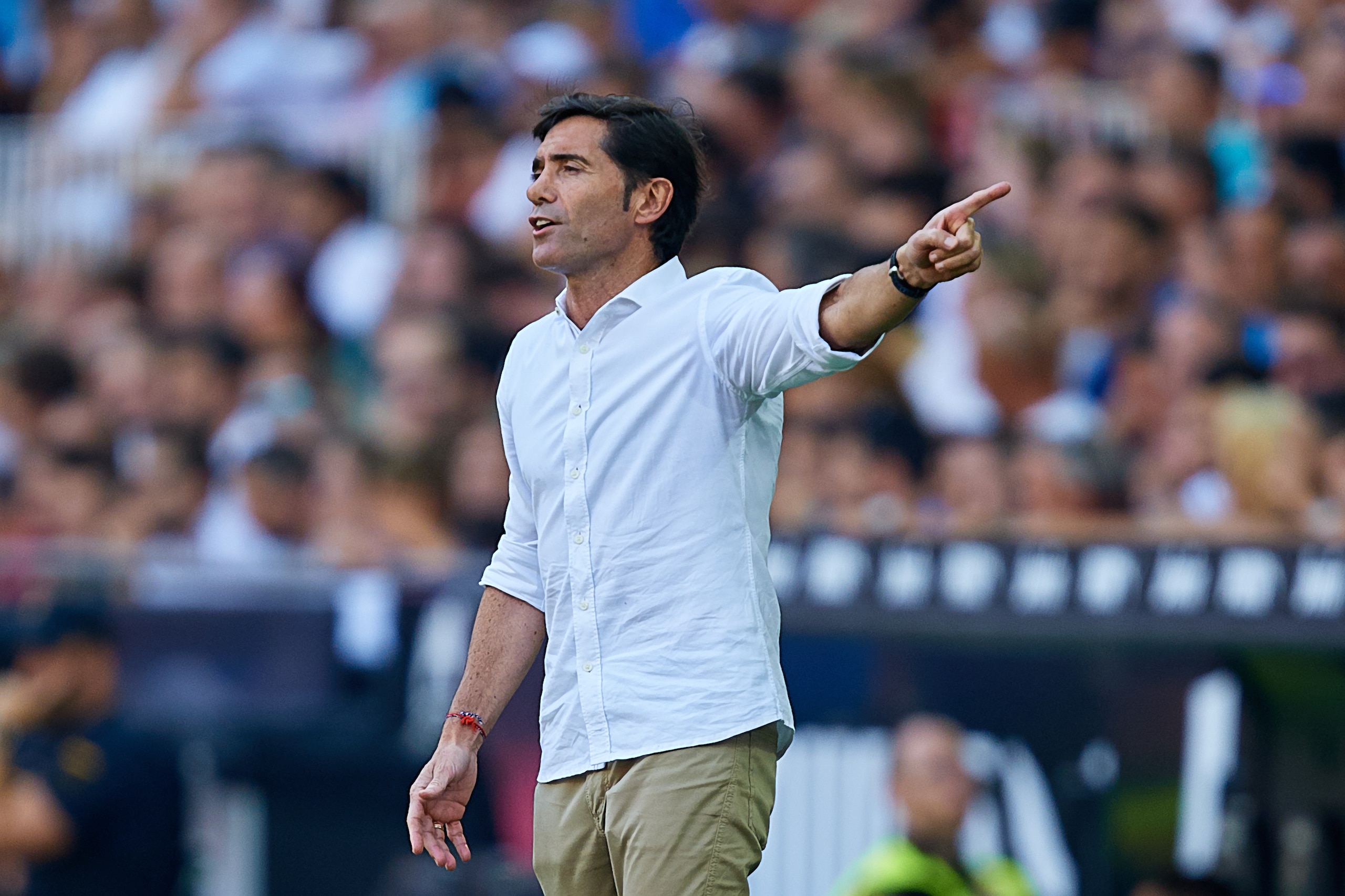 VALENCIA, SPAIN - SEPTEMBER 01: Marcelino Garcia Toral head coach of Valencia CF reacts during the Liga match between Valencia CF and RCD Mallorca at Estadio Mestalla on September 1, 2019 in Valencia, Spain. (Photo by David Aliaga/MB Media/Getty Images)