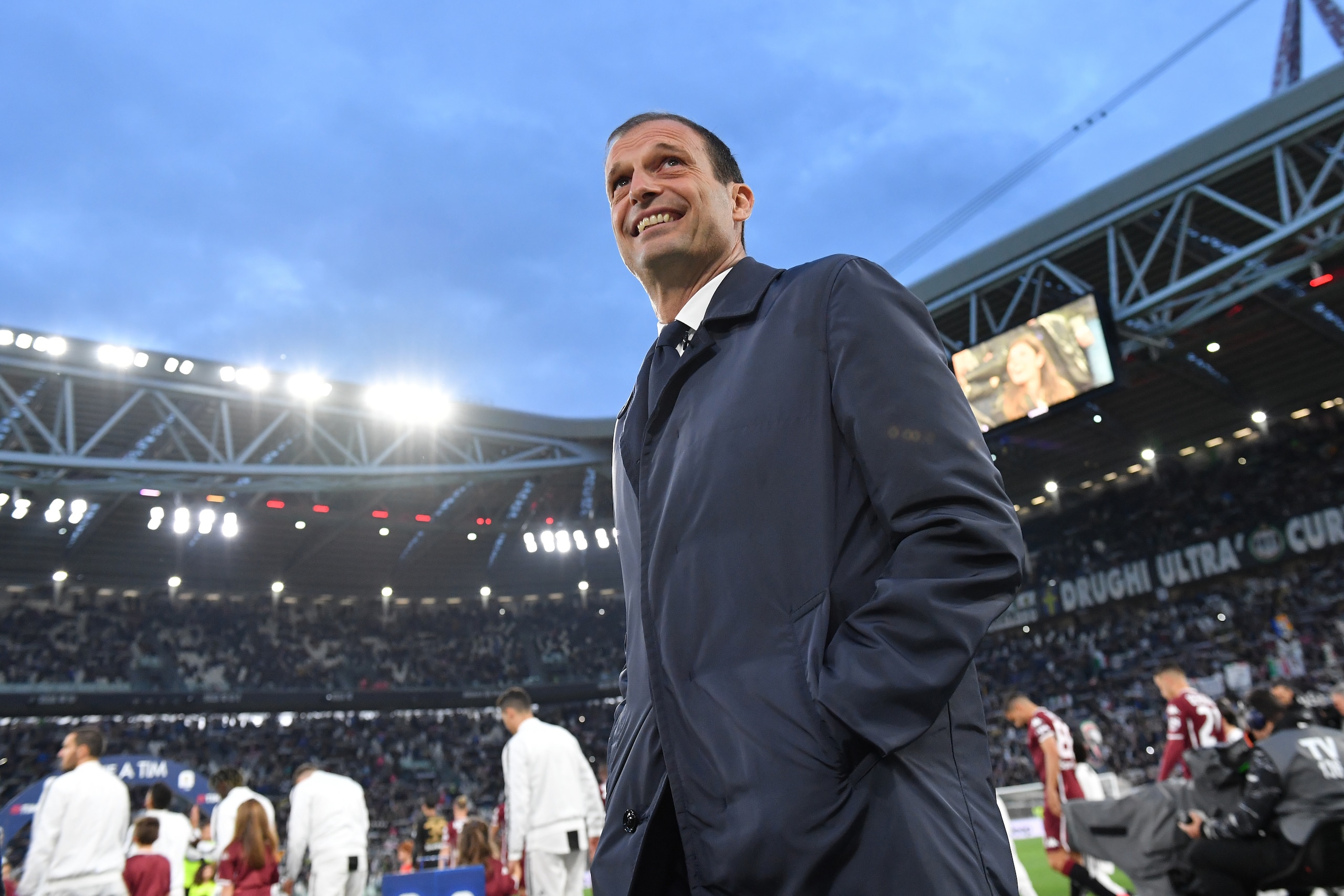 TURIN, ITALY - MAY 03: Head coach Massimiliano Allegri of Juventus looks on during the Serie A match between Juventus and Torino FC on May 03, 2019 in Turin, Italy. (Photo by Tullio M. Puglia/Getty Images)