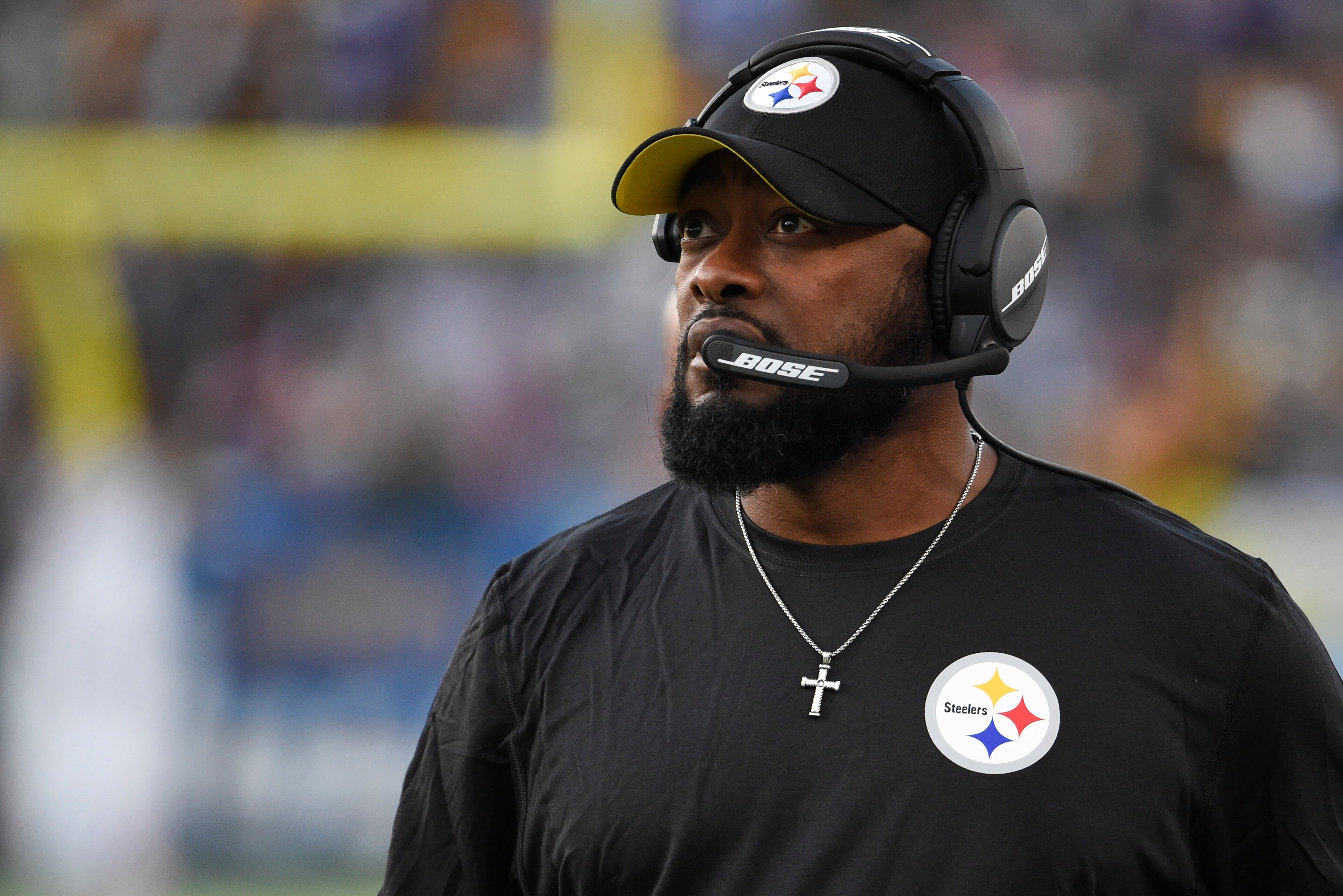 CARSON, CA - OCTOBER 13: Pittsburgh Steelers head coach Mike Tomlin looks on from the sidelines during a game against the Los Angeles Chargers at Dignity Health Sports Park October 13, 2019 in Carson, California.  (Photo by Denis Poroy/Getty Images)