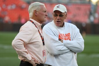 Cleveland Browns owner Jimmy Haslam (left) and general manager John Dorsey (right)