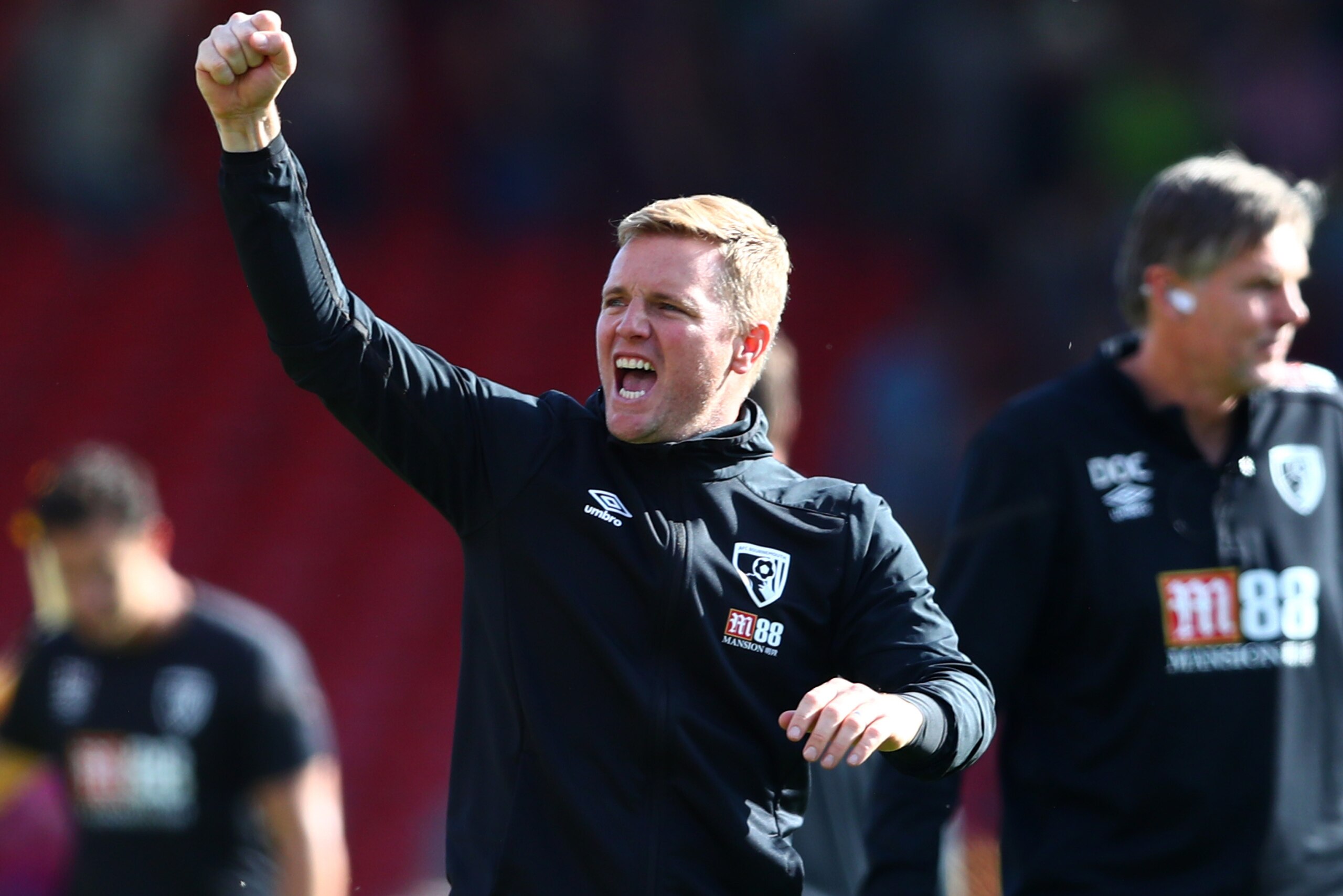 BOURNEMOUTH, ENGLAND - SEPTEMBER 15:  Eddie Howe, Manager of AFC Bournemouth celebrates victory after the Premier League match between AFC Bournemouth and Everton FC at Vitality Stadium on September 15, 2019 in Bournemouth, United Kingdom. (Photo by Dan I