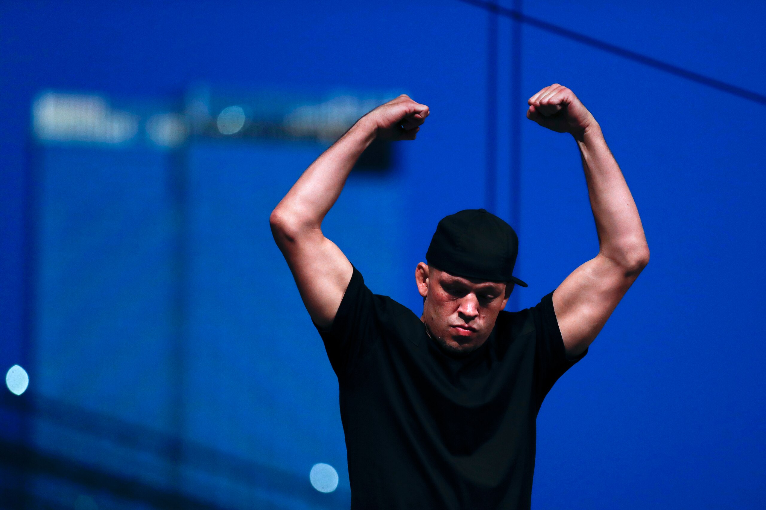 NEW YORK, NEW YORK - SEPTEMBER 19: Nate Diaz during a press conference ahead of UFC 244 at The Rooftop at Pier 17 on September 19, 2019 in New York City. (Photo by Michael Owens/Zuffa LLC/Zuffa LLC)