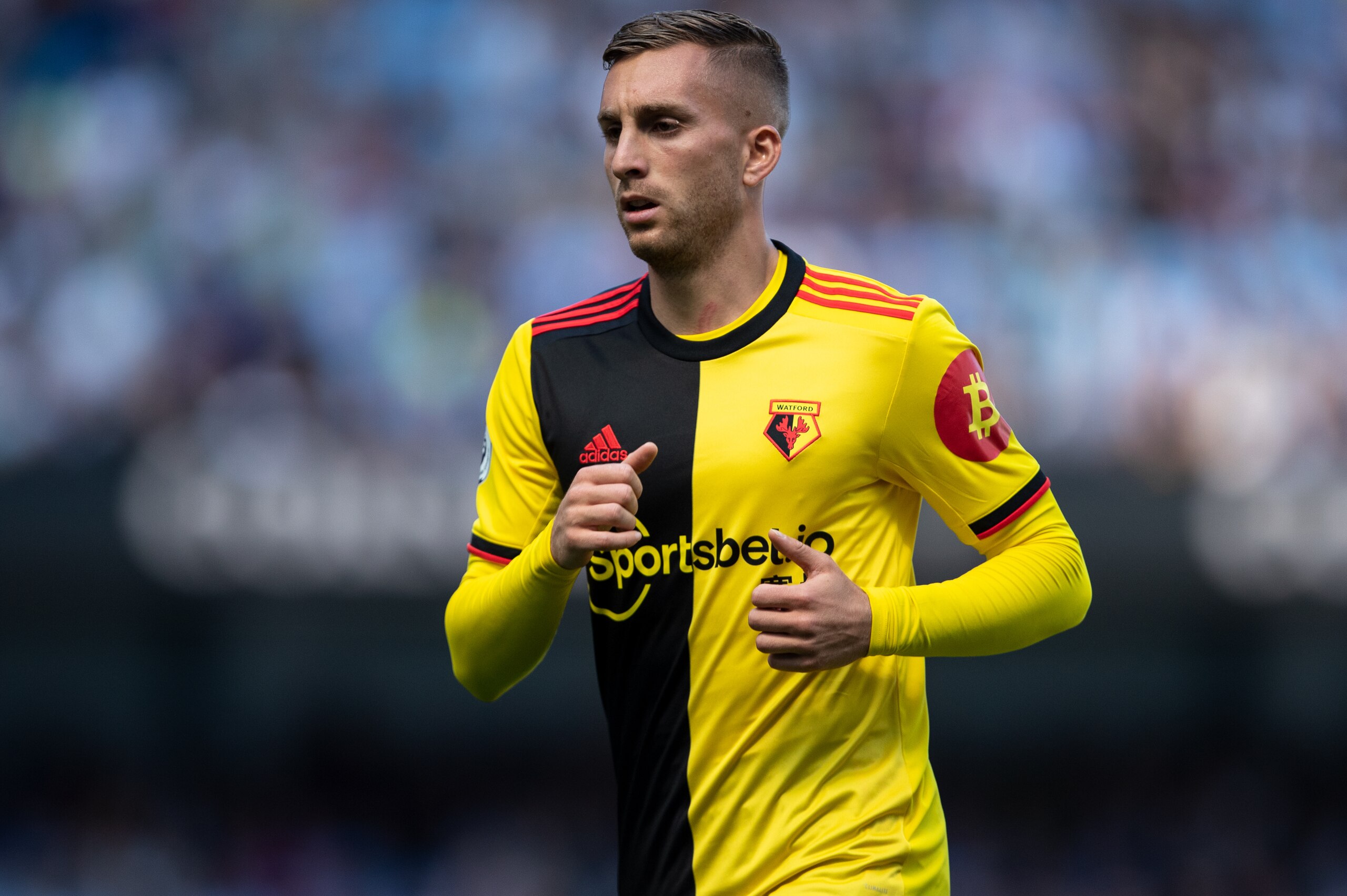 MANCHESTER, ENGLAND - SEPTEMBER 21: Gerard Deulofeu of Watford during the Premier League match between Manchester City and Watford FC at Etihad Stadium on September 21, 2019 in Manchester, United Kingdom. (Photo by Robbie Jay Barratt - AMA/Getty Images)