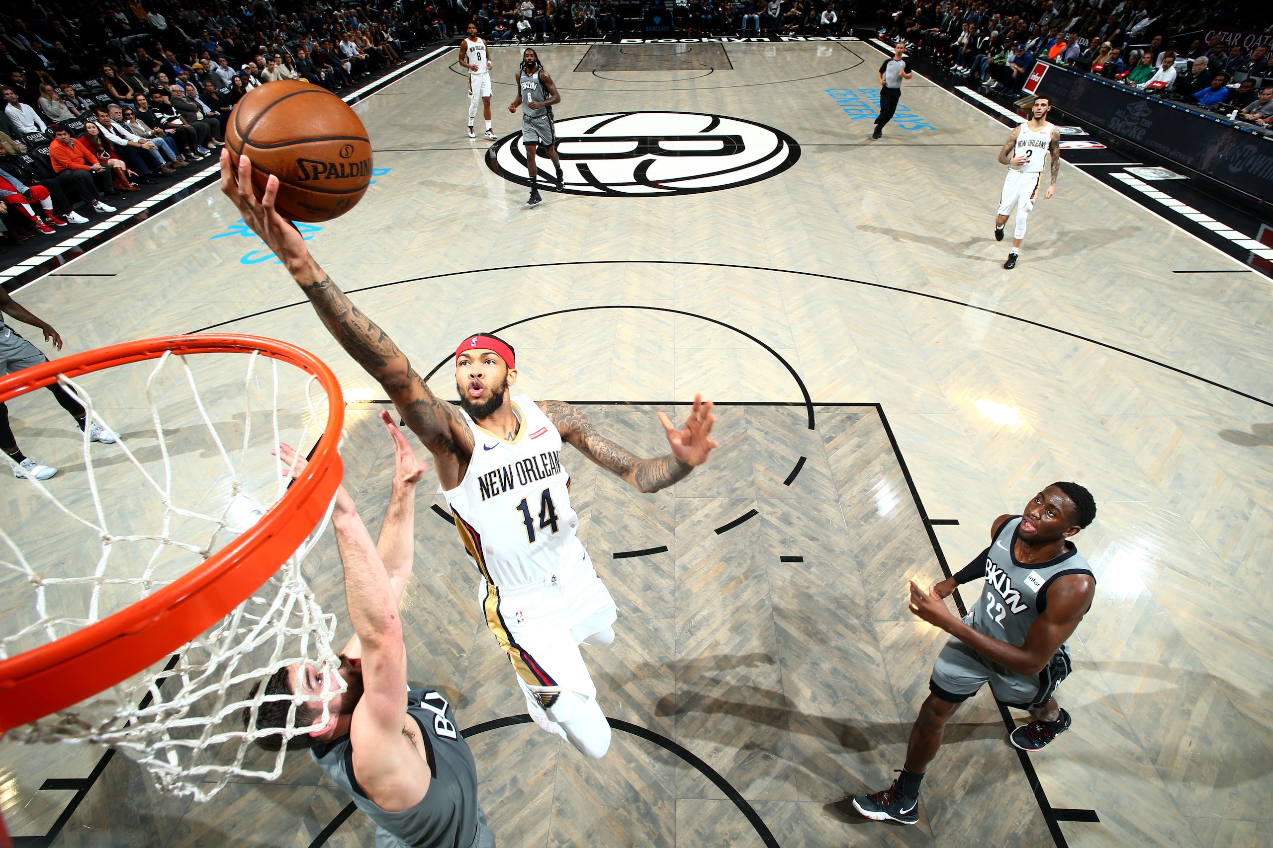 BROOKLYN, NY - NOVEMBER 4: Brandon Ingram #14 of the New Orleans Pelicans shoots the ball against the Brooklyn Nets on November 4, 2019 at Barclays Center in Brooklyn, New York. NOTE TO USER: User expressly acknowledges and agrees that, by downloading and