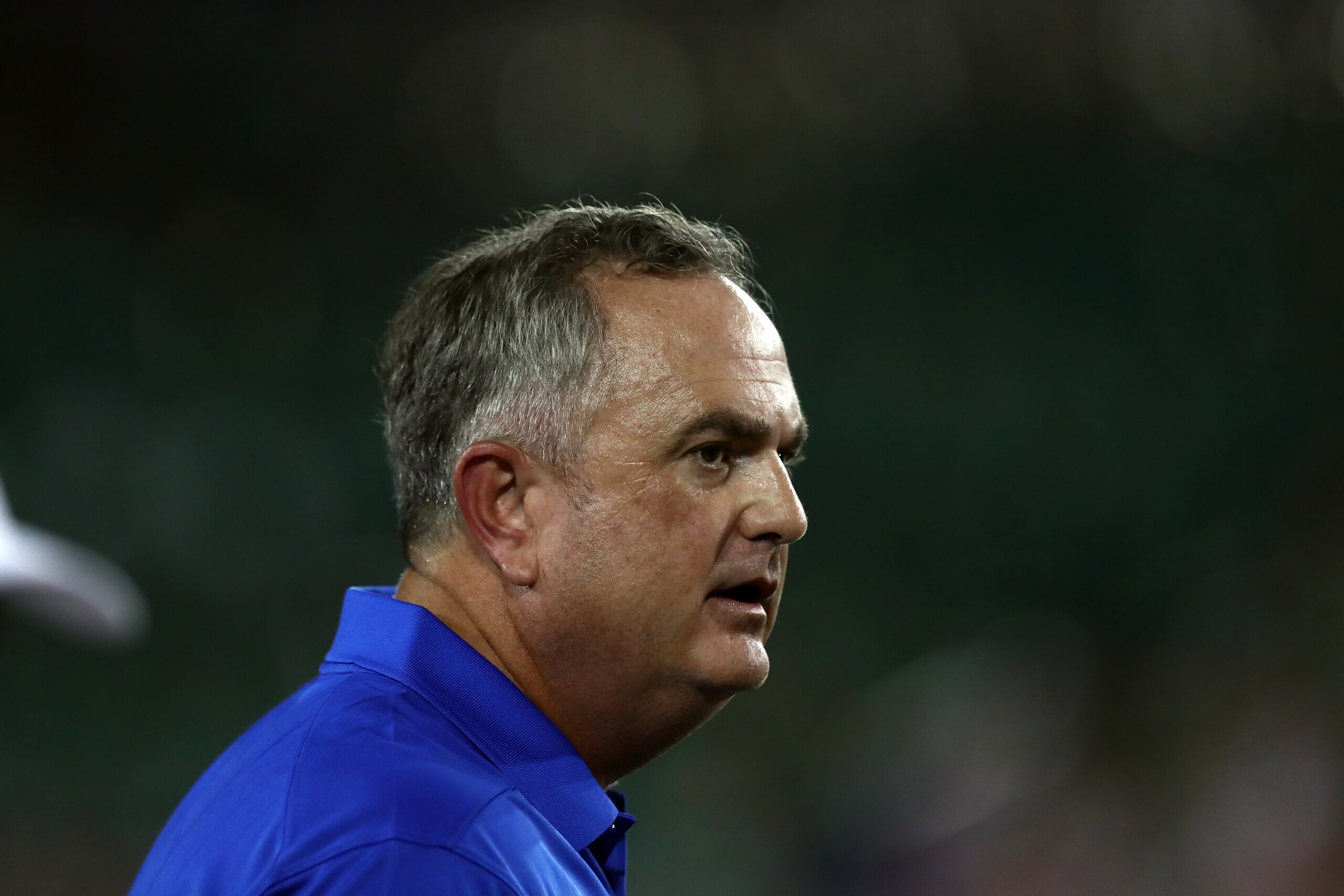 DALLAS, TEXAS - SEPTEMBER 07:  Head coach Sonny Dykes of the Southern Methodist Mustangs at Gerald J. Ford Stadium on September 07, 2019 in Dallas, Texas. (Photo by Ronald Martinez/Getty Images)