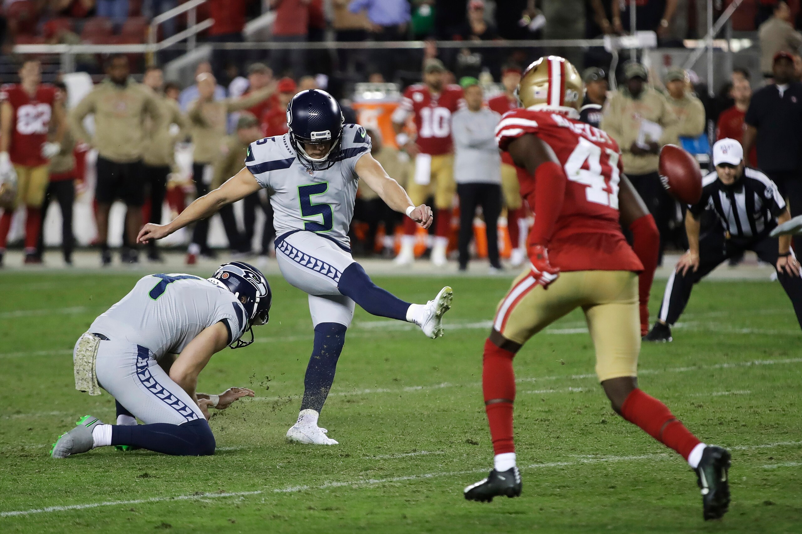 Seattle's Jason Myers buried an overtime winner to hand San Francisco its first loss of 2019.