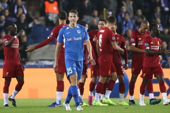 GENK, BELGIUM - OCTOBER 23: Sander Berge of Krc Genk looks dejected during the UEFA Champions League group E match between KRC Genk and Liverpool FC at Luminus Arena on October 23, 2019 in Genk, Belgium. (Photo by Vincent Van Doornick/Isosport/MB Media/Ge