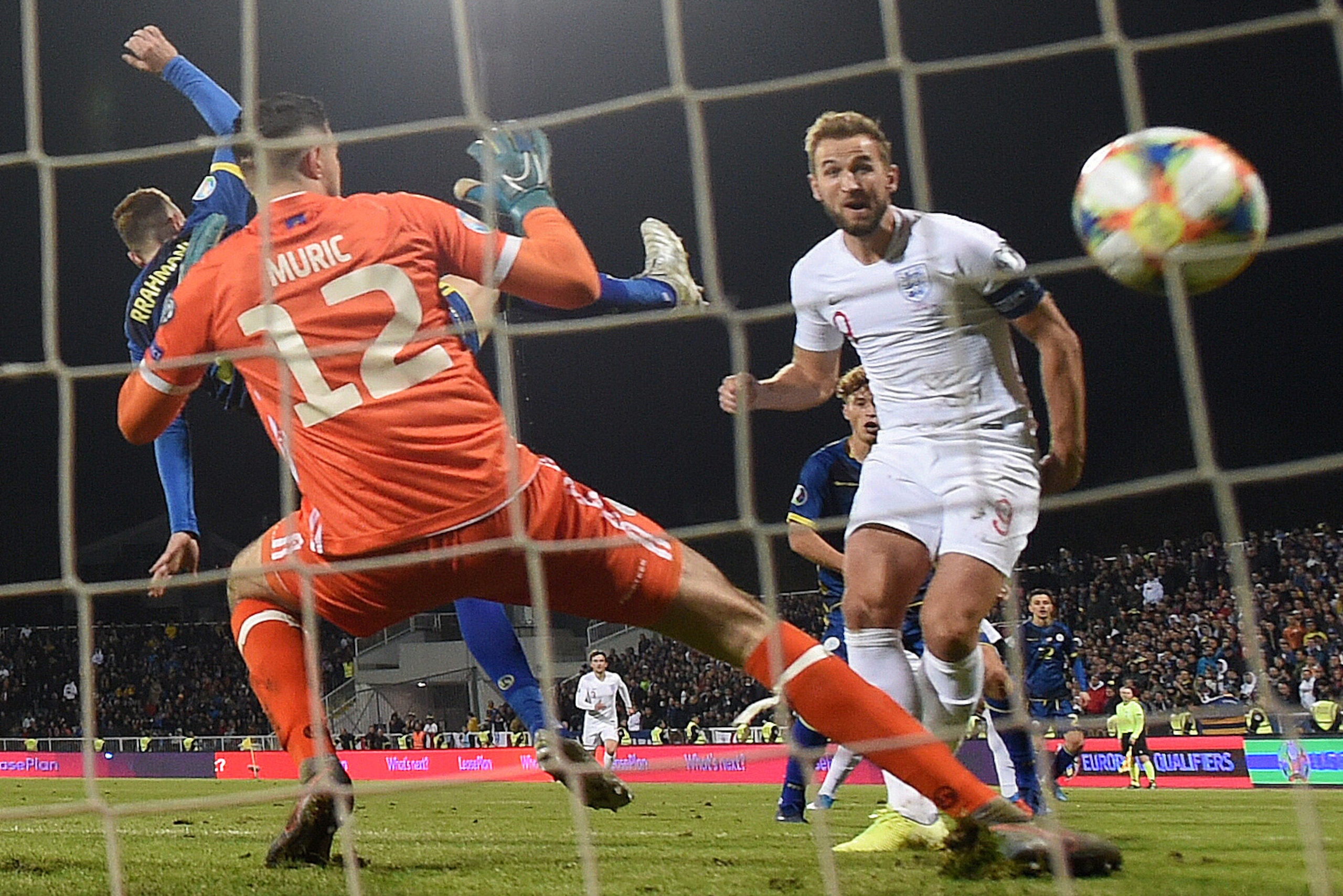 PRISTINA, KOSOVO - NOVEMBER 17: Harry Kane of England scores his team's second goal during the UEFA Euro 2020 Qualifier between Kosovo and England at the Pristina City Stadium on November 17, 2019 in Pristina, Kosovo. (Photo by Michael Regan/Getty Images)
