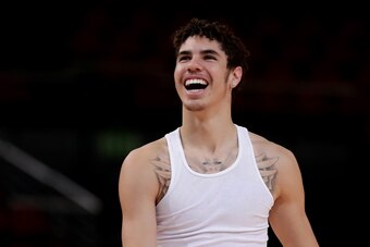 SYDNEY, AUSTRALIA - NOVEMBER 17: LaMelo Ball of the Hawks smiles during warm up before the round seven NBL match between the Sydney Kings and the Illawarra Hawks at Qudos Bank Arena on November 17, 2019 in Sydney, Australia. (Photo by Mark Metcalfe/Getty 