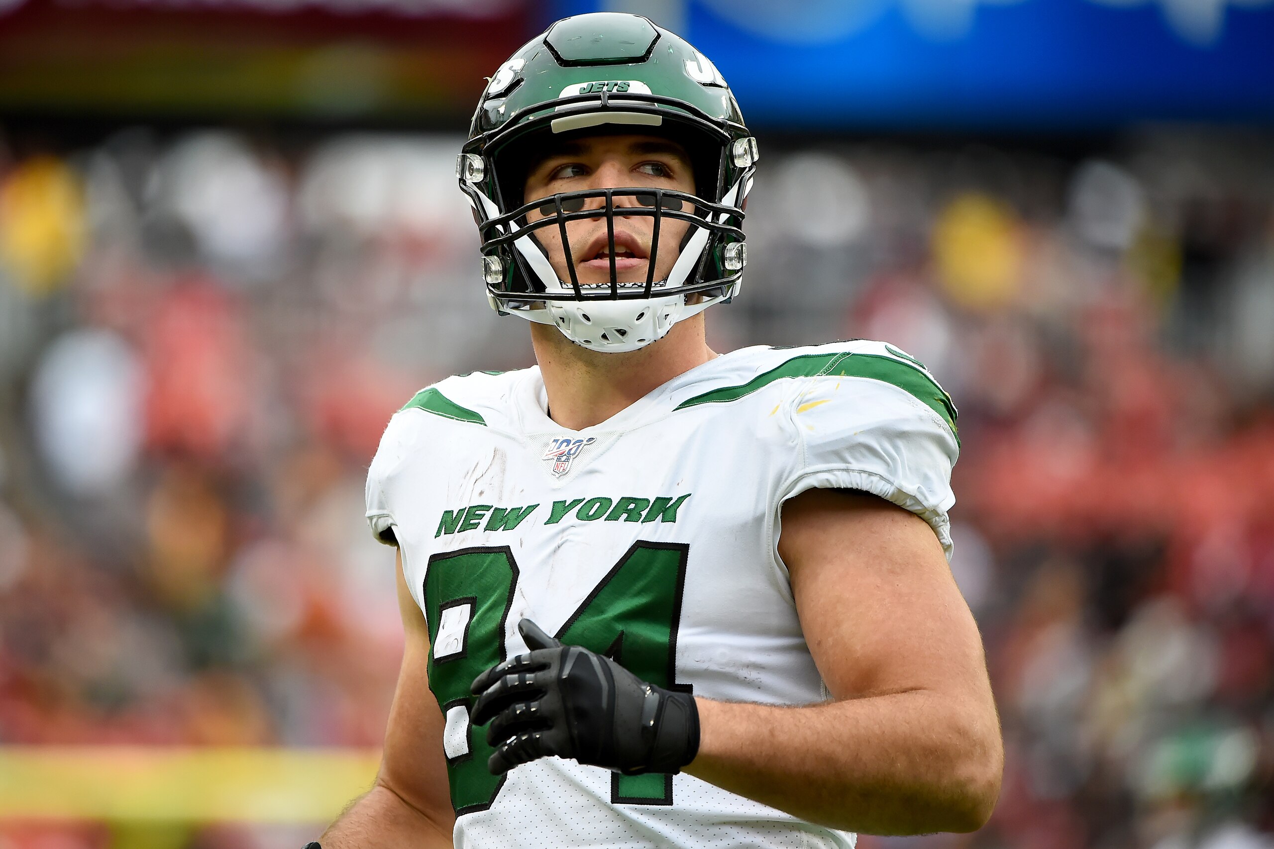 LANDOVER, MD - NOVEMBER 17: Ryan Griffin #84 of the New York Jets looks on during the second half against the Washington Redskins at FedExField on November 17, 2019 in Landover, Maryland. (Photo by Will Newton/Getty Images) LANDOVER, MD - NOVEMBER 17: Ryan Griffin #84 of the New York Jets looks on during the second half against the Washington Redskins at FedExField on November 17, 2019 in Landover, Maryland. (Photo by Will Newton/Getty Images)