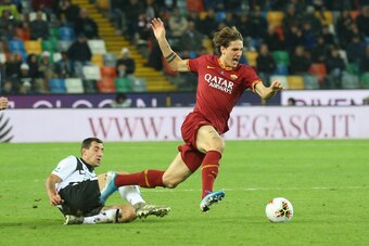 UDINE, ITALY - OCTOBER 30: Niccolo' Zaniolo of AS Roma in action during the Serie A match between Udinese Calcio and AS Roma at Stadio Friuli on October 30, 2019 in Udine, Italy.  (Photo by Gabriele Maltinti/Getty Images)