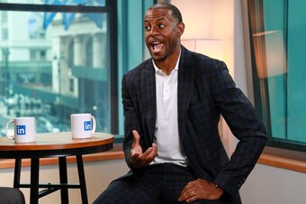 NEW YORK, NY - JUNE 25: Andre Iguodala at LinkedIn on June 25, 2019 in New York City. (Photo by Jason Mendez/Getty Images)