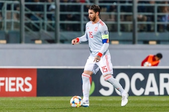 MOSTA, MALTA - MARCH 26: Sergio Ramos of Spain controls the ball during the 2020 UEFA European Championships group F qualifying match between Malta and Spain at Ta'Qali National Stadium on March 26, 2019 in Mosta, Malta. (Photo by TF-Images/TF-Images via 