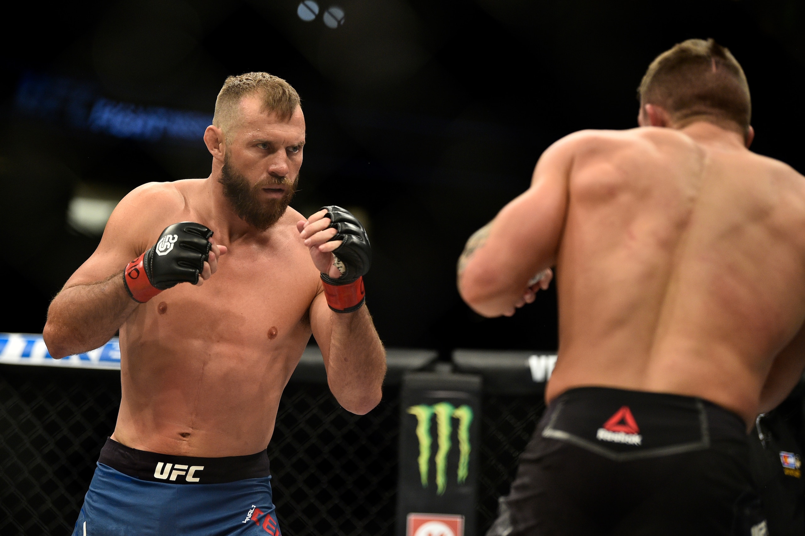 DENVER, CO - NOVEMBER 10:  (L-R) Donald Cerrone faces Mike Perry in their welterweight bout during the UFC Fight Night event inside Pepsi Center on November 10, 2018 in Denver, Colorado. (Photo by Chris Unger/Zuffa LLC/Zuffa LLC via Getty Images)