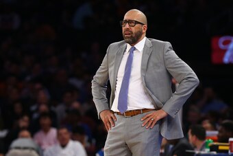 NEW YORK, NEW YORK - NOVEMBER 24:  Head Coach David Fizdale of the New York Knicks looks on against the Brooklyn Nets at Madison Square Garden on November 24, 2019 in New York City.Brooklyn Nets defeated the New York Knicks 103-101. NOTE TO USER: User exp
