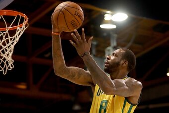 CHICAGO, IL - JULY 23:  Rasual Butler #8 of the Ball Hogs attempts a shot against the Power during week five of the BIG3 three on three basketball league at UIC Pavilion on July 23, 2017 in Chicago, Illinois. (Photo by Streeter Lecka/BIG3/Getty Images)