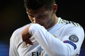 BRUGGE, BELGIUM - DECEMBER 11: Luka Jovic of Real Madrid looks dejected after being substituted during the UEFA Champions League group A match between Club Brugge KV and Real Madrid at Jan Breydel Stadium on December 11, 2019 in Brugge, Belgium. (Photo by