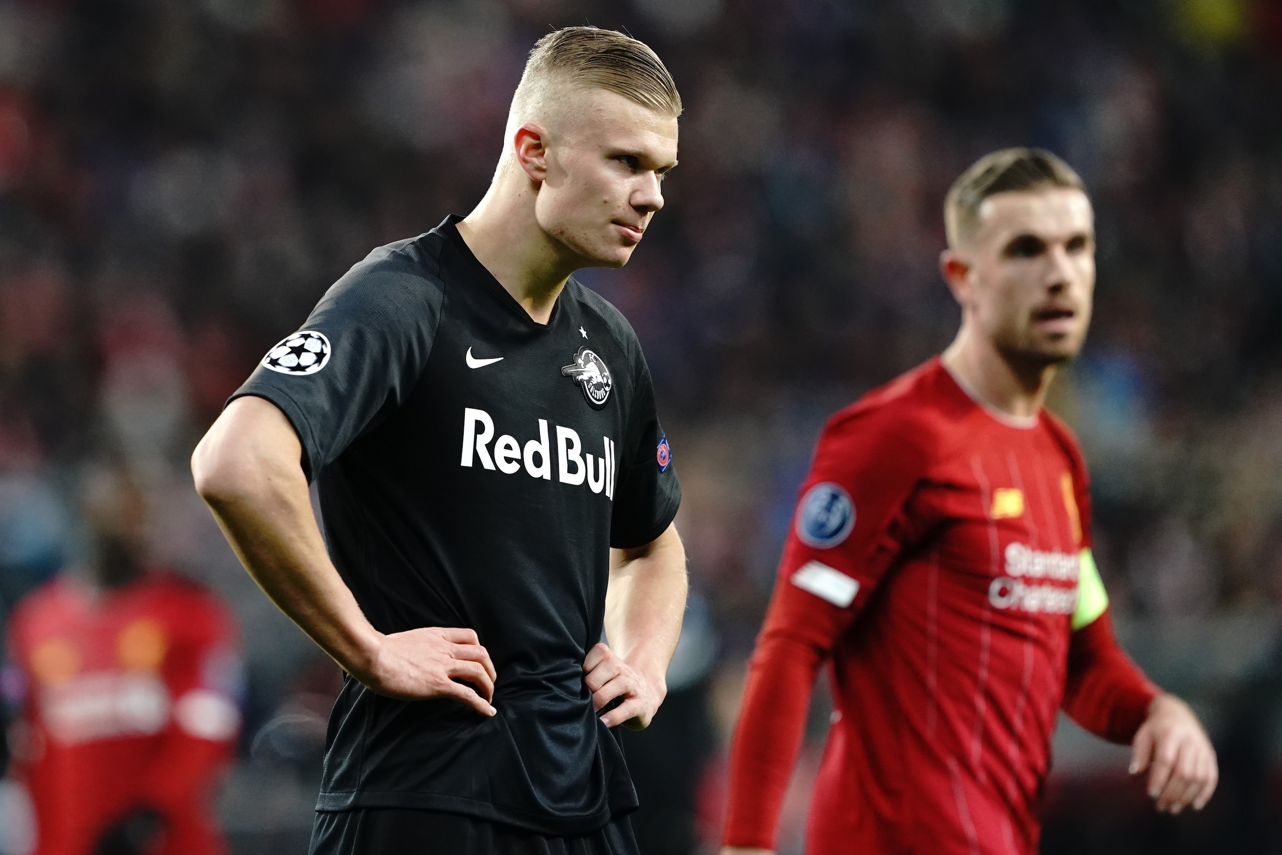 SALZBURG, AUSTRIA - DECEMBER 10: Erling Braut Haaland of Salzburg reacts during the Group E UEFA Champions League match between Red Bull Salzburg and Liverpool FC at Red Bull Arena on December 10, 2019 in Salzburg, Austria. (Photo by Michael Molzar/SEPA. SALZBURG, AUSTRIA - DECEMBER 10: Erling Braut Haaland of Salzburg reacts during the Group E UEFA Champions League match between Red Bull Salzburg and Liverpool FC at Red Bull Arena on December 10, 2019 in Salzburg, Austria. (Photo by Michael Molzar/SEPA.