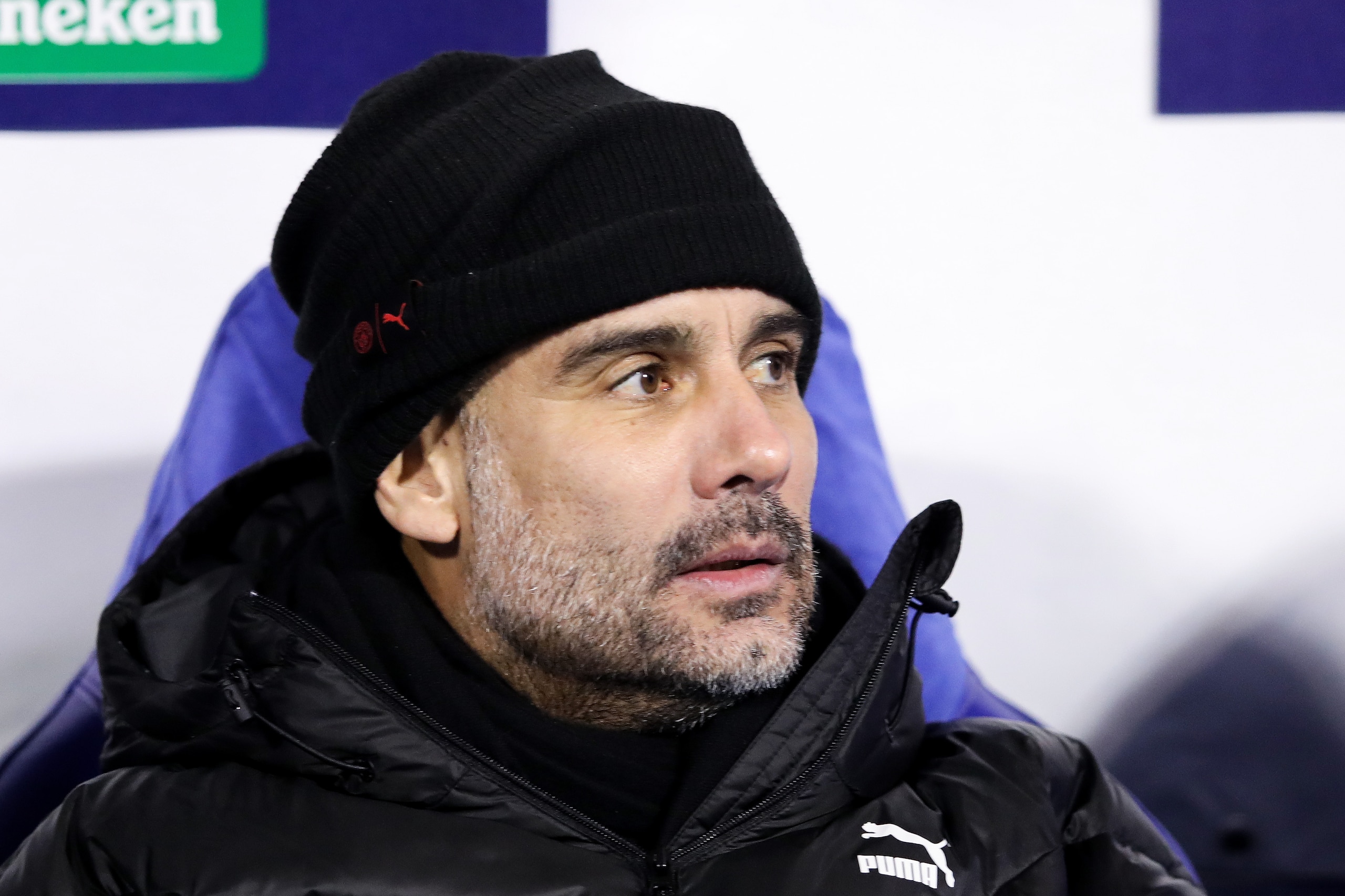 ZAGREB, CROATIA - DECEMBER 11: Manchester City head coach Josep Guardiola reacts during the UEFA Champions League group C match between Dinamo Zagreb and Manchester City at Maksimir Stadium on December 11, 2019 in Zagreb, Croatia. (Photo by Luka Stanzl/Pi ZAGREB, CROATIA - DECEMBER 11: Manchester City head coach Josep Guardiola reacts during the UEFA Champions League group C match between Dinamo Zagreb and Manchester City at Maksimir Stadium on December 11, 2019 in Zagreb, Croatia. (Photo by Luka Stanzl/Pi