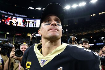 NEW ORLEANS, LOUISIANA - DECEMBER 16: Drew Brees #9 of the New Orleans Saints walks off the field after 34-7 win over the Indianapolis Colts at the Mercedes Benz Superdome on December 16, 2019 in New Orleans, Louisiana. (Photo by Jonathan Bachman/Getty Im