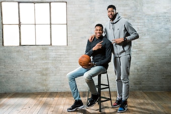 NEW ORLEANS, LA - FEBRUARY 16: Giannis Anetokounmpo of the Milwaukee Bucks and Anthony Davis of the New Orleans Pelicans poses for a portrait during the 2017 All-Star Media Circuit at the Ritz Carlton in New Orleans, LA. NOTE TO USER: User expressly ackno