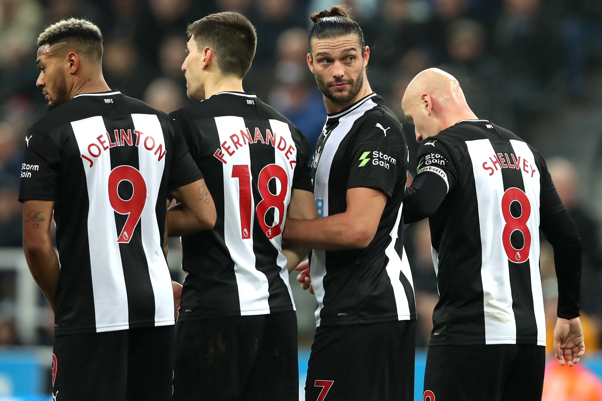 NEWCASTLE UPON TYNE, ENGLAND - DECEMBER 21: Andy Carroll of Newcastle United looks on  during the Premier League match between Newcastle United and Crystal Palace at St. James Park on December 21, 2019 in Newcastle upon Tyne, United Kingdom. (Photo by Ian