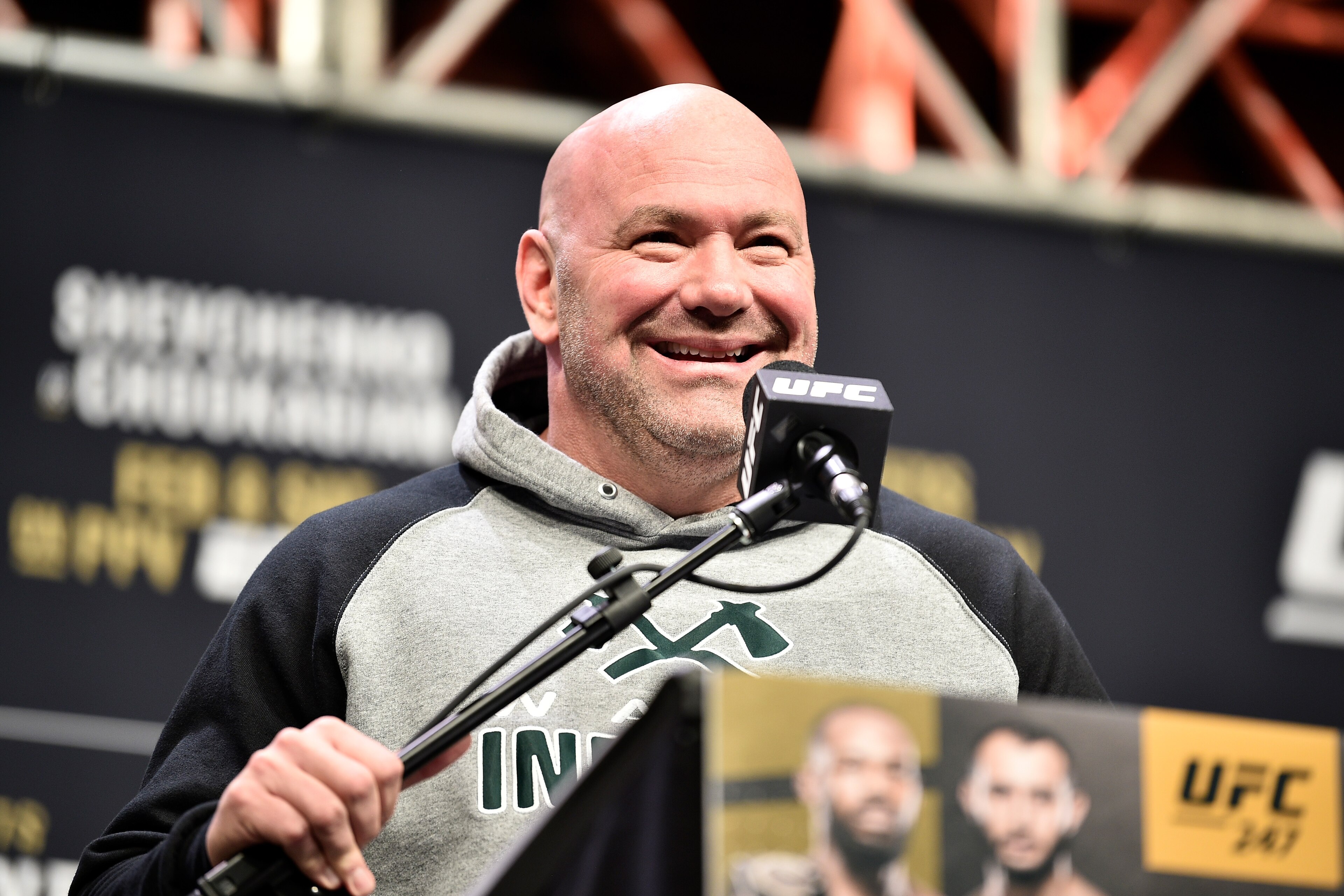 LAS VEGAS, NEVADA - DECEMBER 13: UFC President Dana White speaks to the media during the UFC 247 Press Conference at T-Mobile Arena on December 13, 2019 in Las Vegas, Nevada. (Photo by Chris Unger/Zuffa LLC via Getty Images)