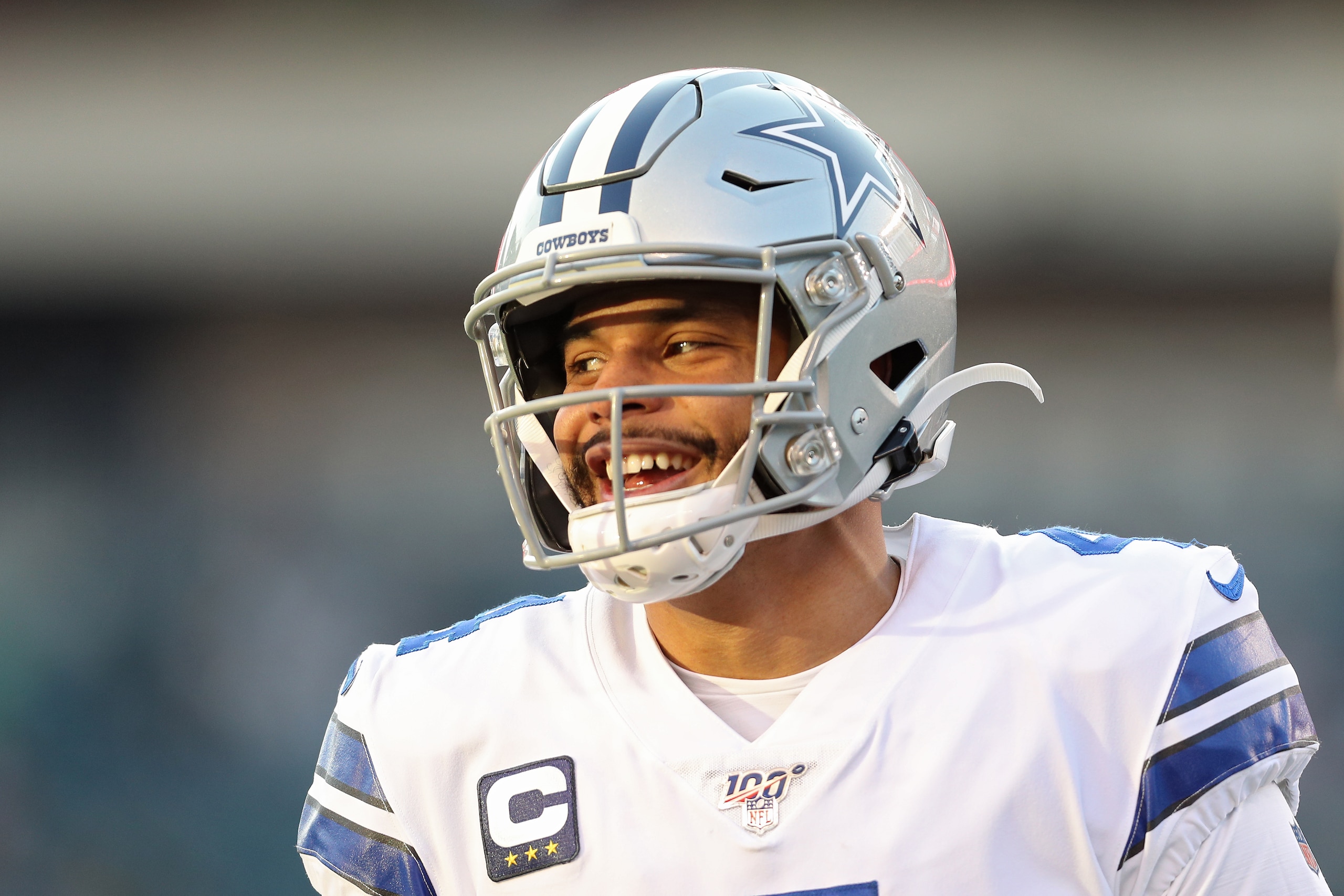 PHILADELPHIA, PENNSYLVANIA - DECEMBER 22: Dak Prescott #4 of the Dallas Cowboys warms up before the game against the Philadelphia Eagles at Lincoln Financial Field on December 22, 2019 in Philadelphia, Pennsylvania. (Photo by Patrick Smith/Getty Images) PHILADELPHIA, PENNSYLVANIA - DECEMBER 22: Dak Prescott #4 of the Dallas Cowboys warms up before the game against the Philadelphia Eagles at Lincoln Financial Field on December 22, 2019 in Philadelphia, Pennsylvania. (Photo by Patrick Smith/Getty Images)