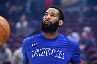 CLEVELAND, OHIO - JANUARY 07: Andre Drummond #0 of the Detroit Pistons during warmups prior to the game against the Cleveland Cavaliers at Rocket Mortgage Fieldhouse on January 07, 2020 in Cleveland, Ohio. NOTE TO USER: User expressly acknowledges and agr
