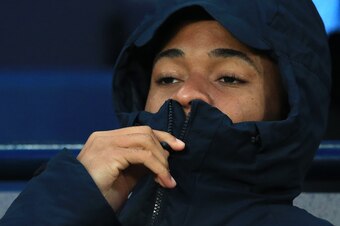 Manchester City's English midfielder Raheem Sterling reacts on the bench ahead of the English Premier League football match between Manchester City and Cardiff City at the Etihad Stadium in Manchester, north west England, on April 3, 2019. (Photo by Linds