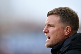 BOURNEMOUTH, ENGLAND - DECEMBER 26: Eddie Howe, Manager of AFC Bournemouth reacts during the Premier League match between AFC Bournemouth and Arsenal FC at Vitality Stadium on December 26, 2019 in Bournemouth, United Kingdom. (Photo by Dan Mullan/Getty Im
