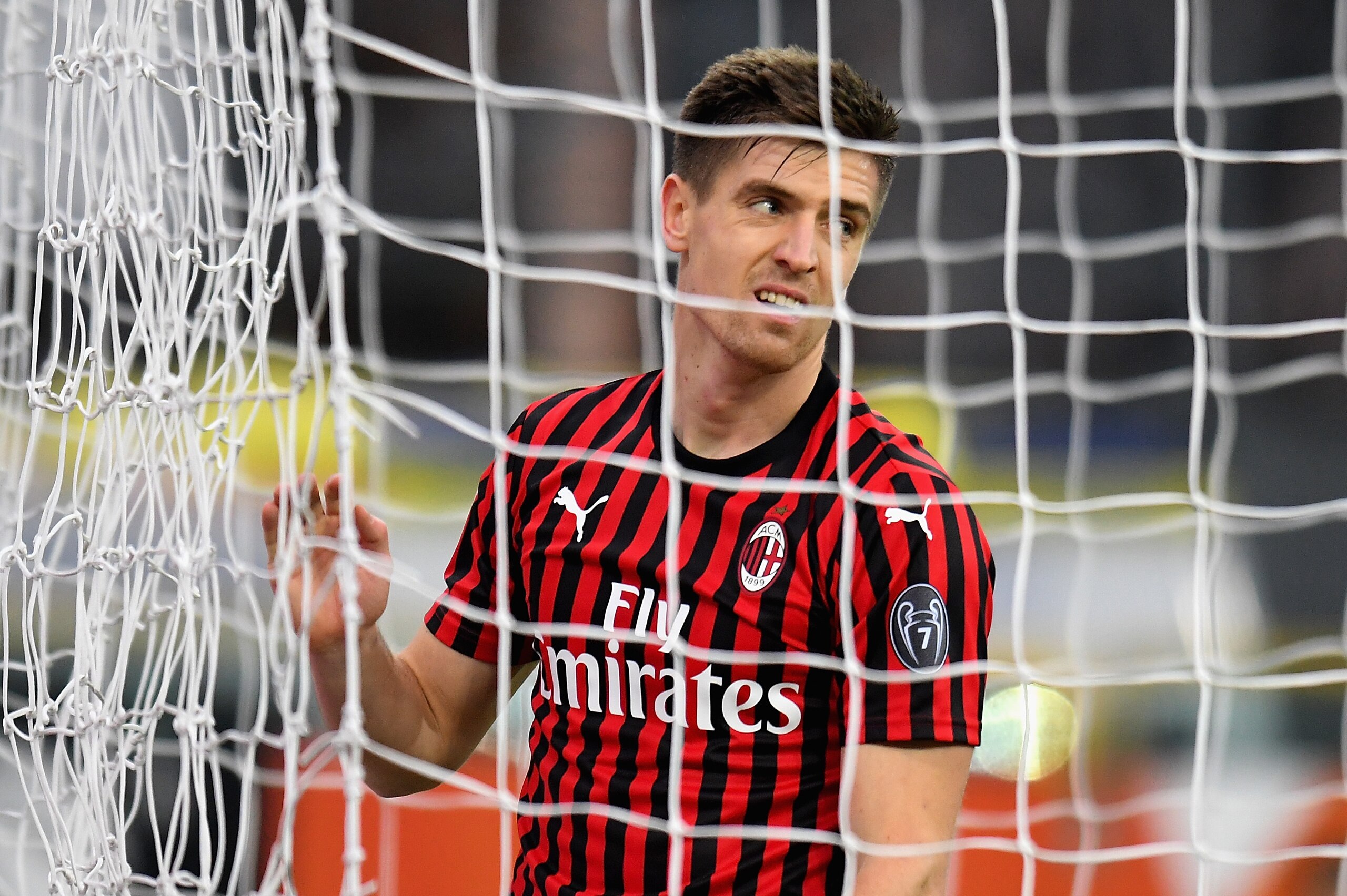 PARMA, ITALY - DECEMBER 01:  Krzysztof Piatek of AC Milan reacts during the Serie A match between Parma Calcio and AC Milan at Stadio Ennio Tardini on December 1, 2019 in Parma, Italy.  (Photo by Alessandro Sabattini/Getty Images)