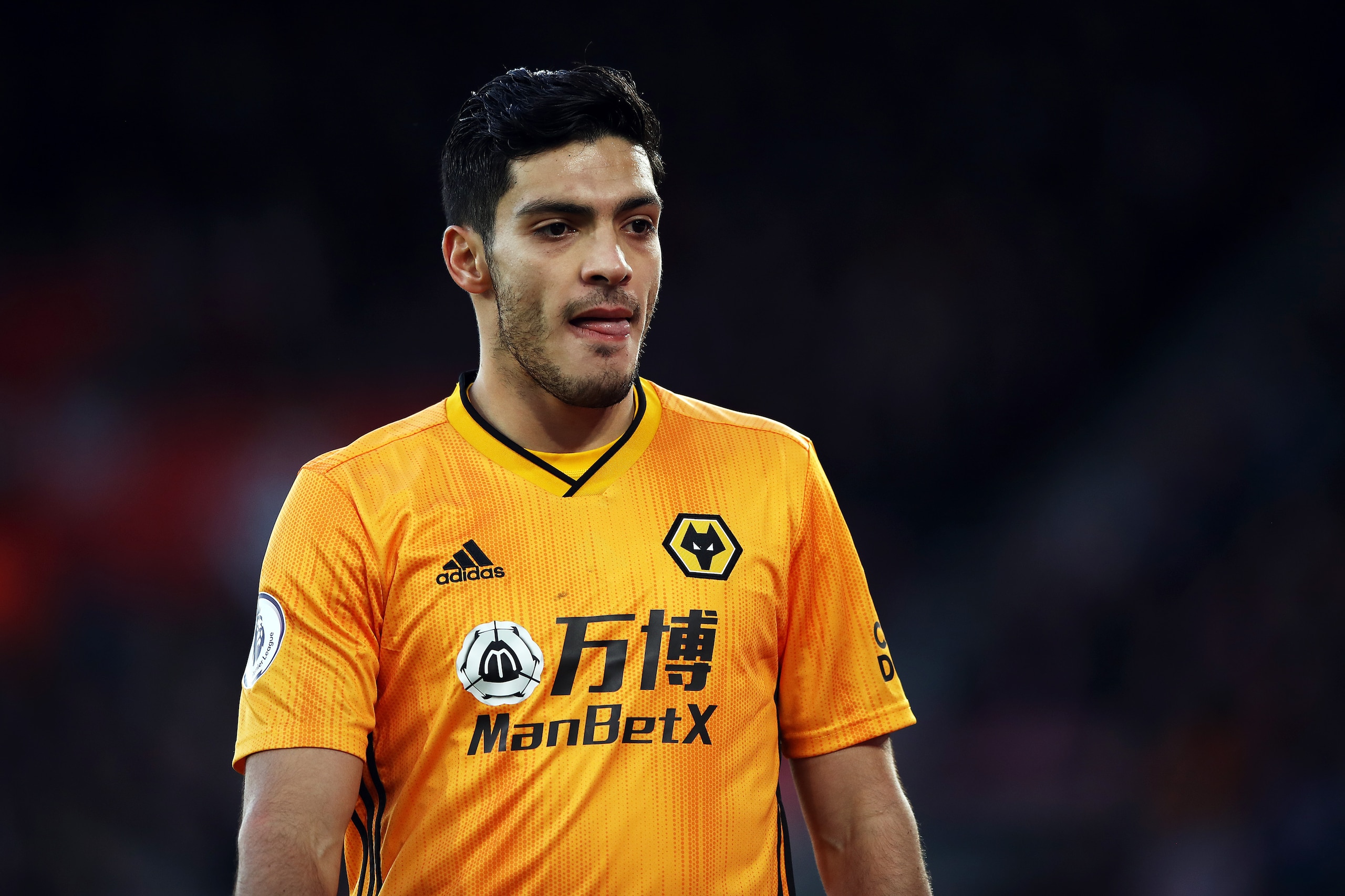 SOUTHAMPTON, ENGLAND - JANUARY 18:  Raul Jimenez of Wolverhampton Wanderers looks on during the Premier League match between Southampton FC and Wolverhampton Wanderers at St Mary's Stadium on January 18, 2020 in Southampton, United Kingdom. (Photo by Bryn