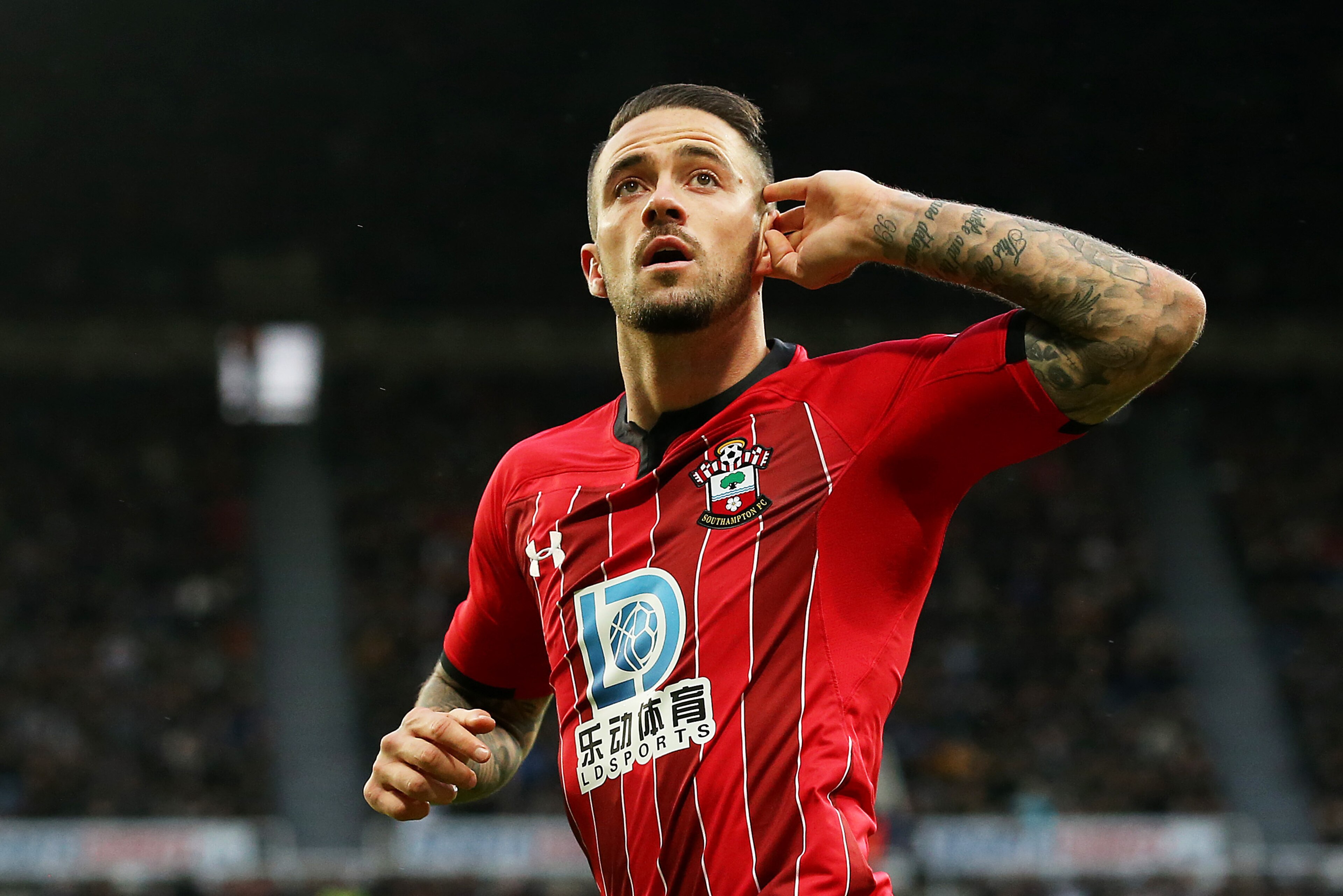NEWCASTLE UPON TYNE, ENGLAND - DECEMBER 08: Danny Ings of Southampton celebrates after scoring his team's first goal during the Premier League match between Newcastle United and Southampton FC at St. James Park on December 08, 2019 in Newcastle upon Tyne,